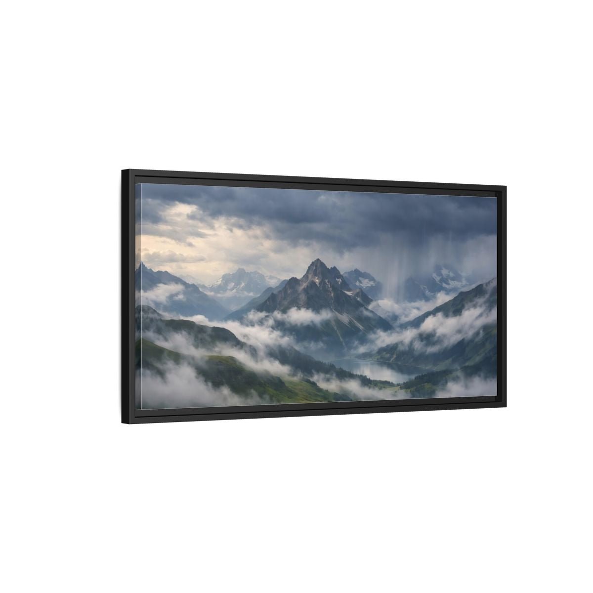 Landscape Nature Mountain Lake Scenic - Framed Canvas Wall Art Print - YesArtYes