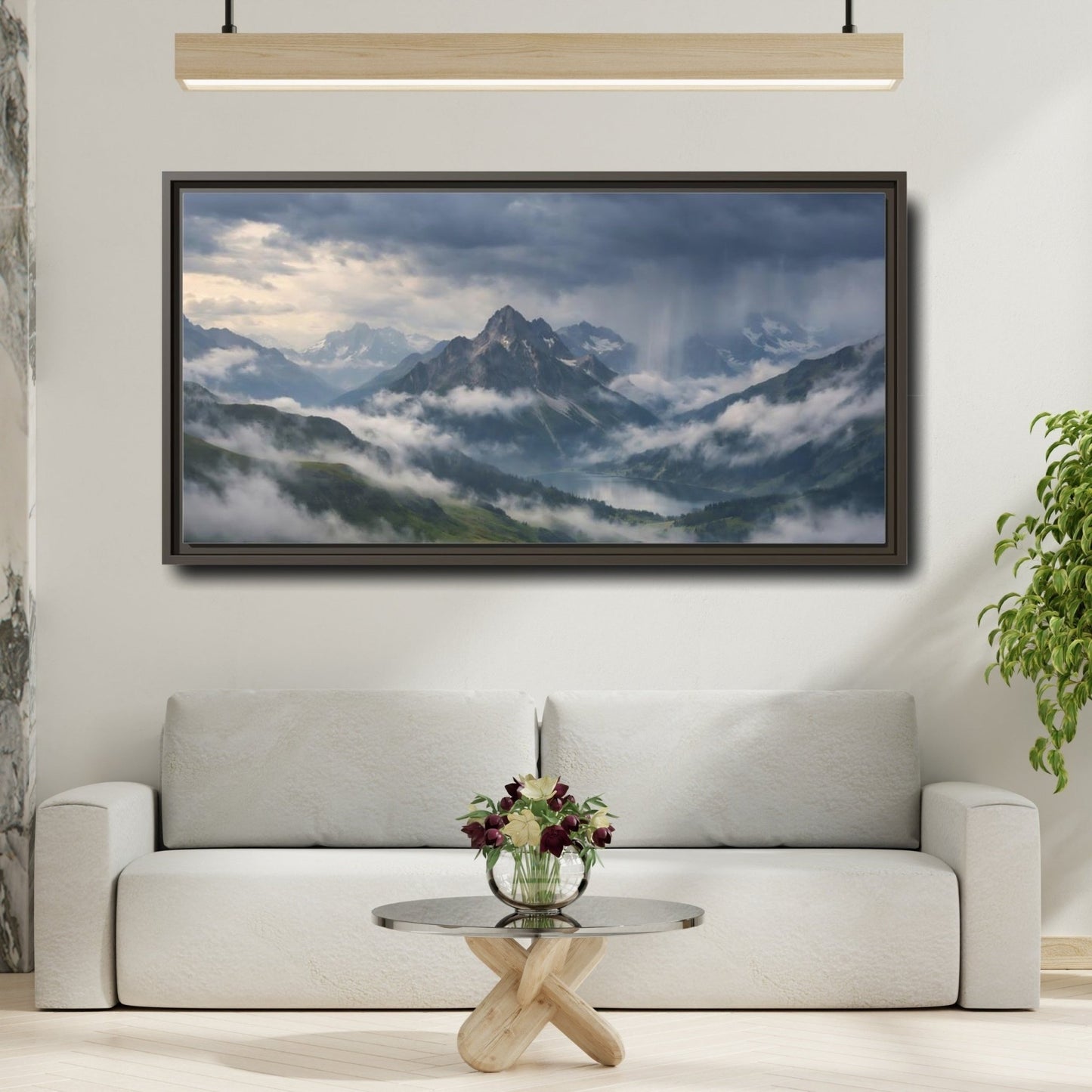 Landscape Nature Mountain Lake Scenic - Framed Canvas Wall Art Print - YesArtYes