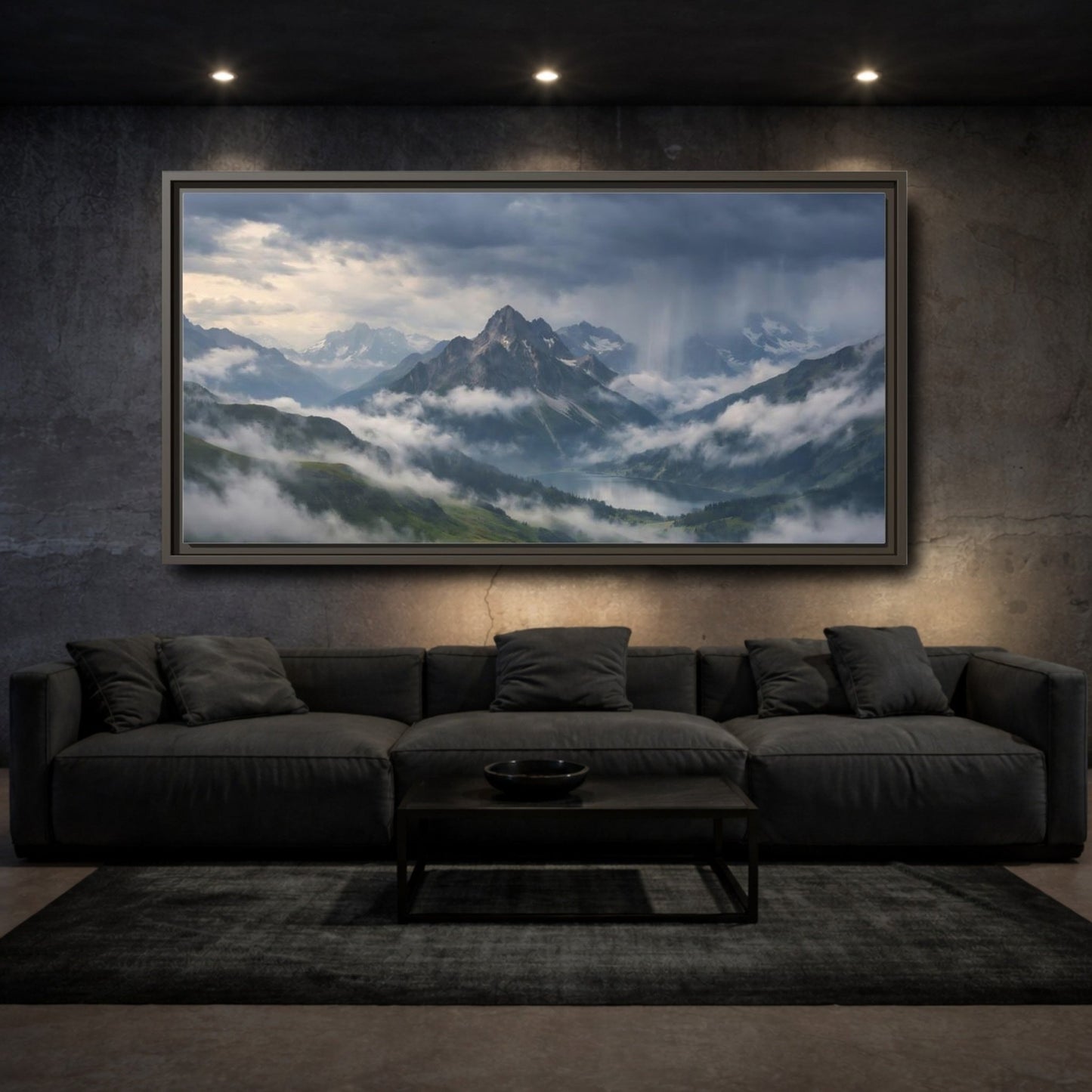 Landscape Nature Mountain Lake Scenic - Framed Canvas Wall Art Print - YesArtYes