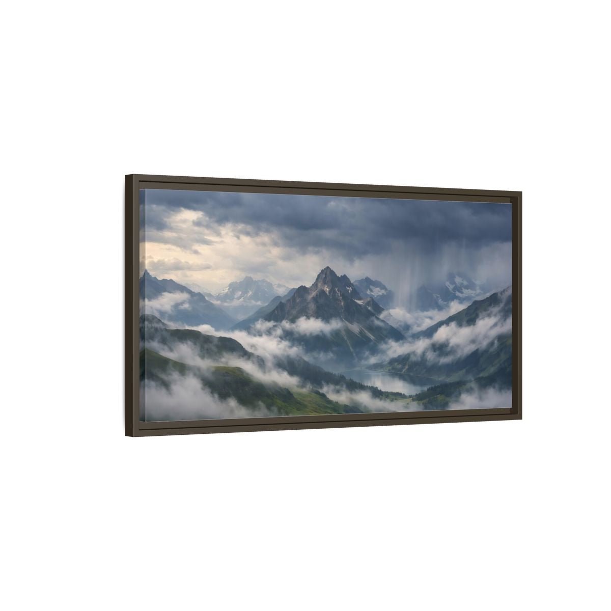 Landscape Nature Mountain Lake Scenic - Framed Canvas Wall Art Print - YesArtYes