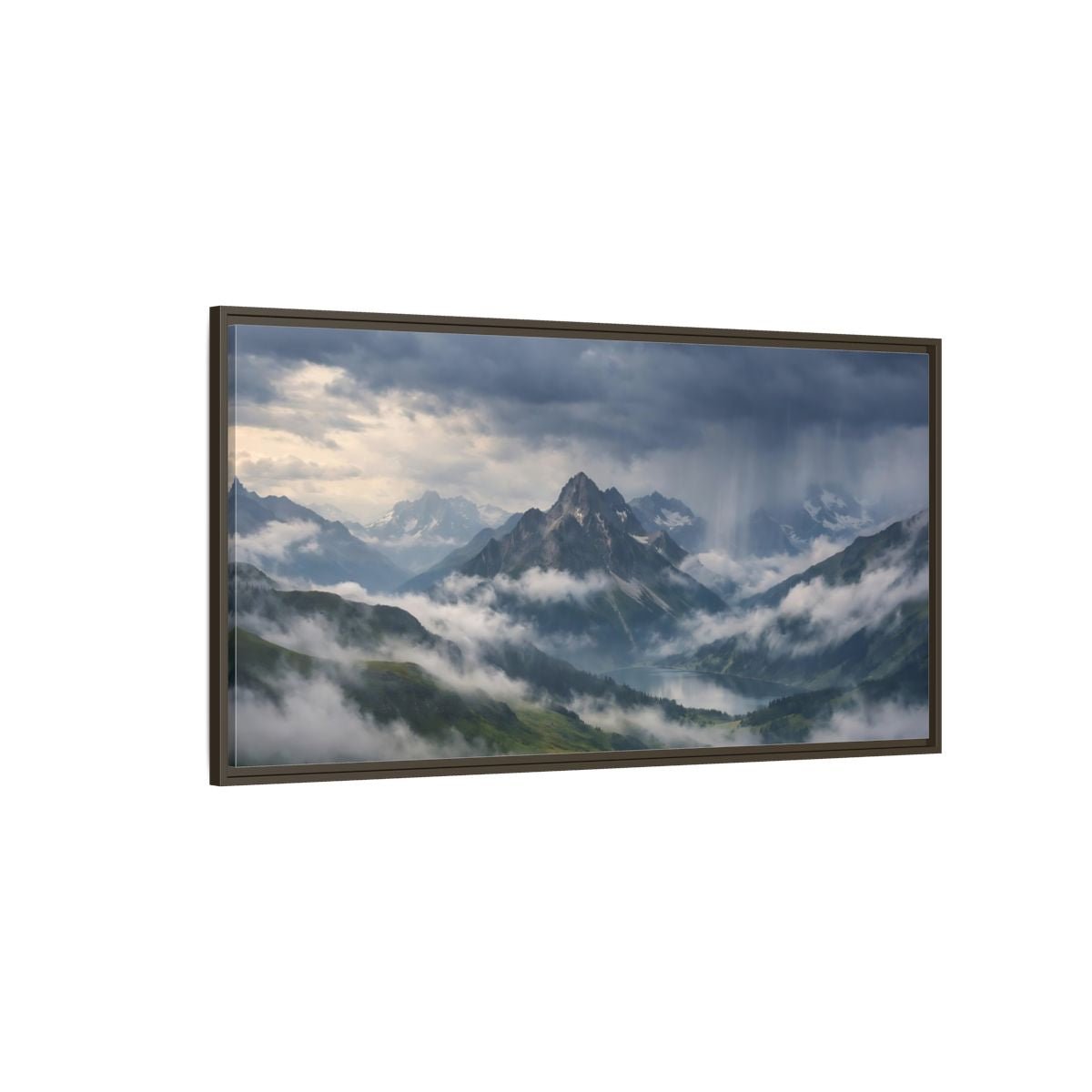 Landscape Nature Mountain Lake Scenic - Framed Canvas Wall Art Print - YesArtYes