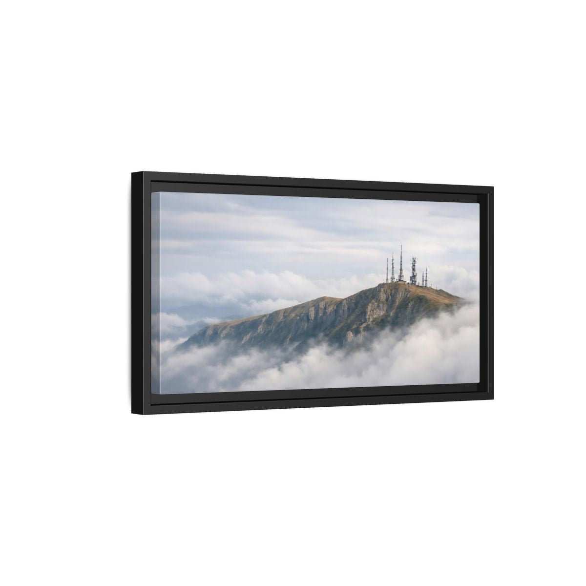 Landscape Nature Mountain Peak Gray And - Framed Canvas Wall Art Print - YesArtYes