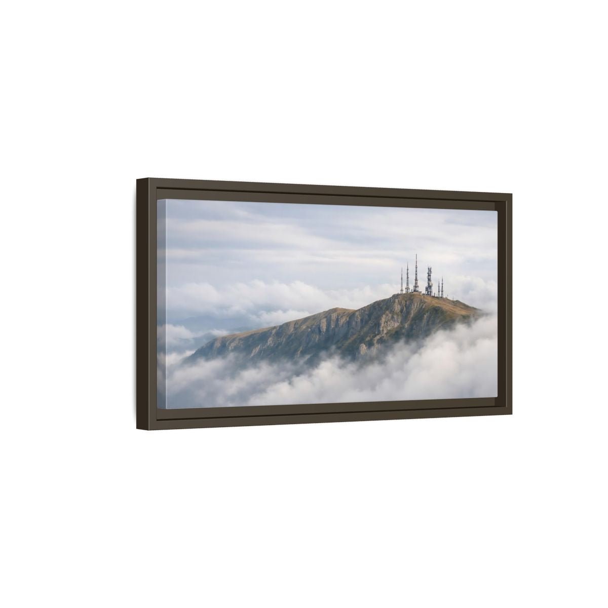 Landscape Nature Mountain Peak Gray And - Framed Canvas Wall Art Print - YesArtYes