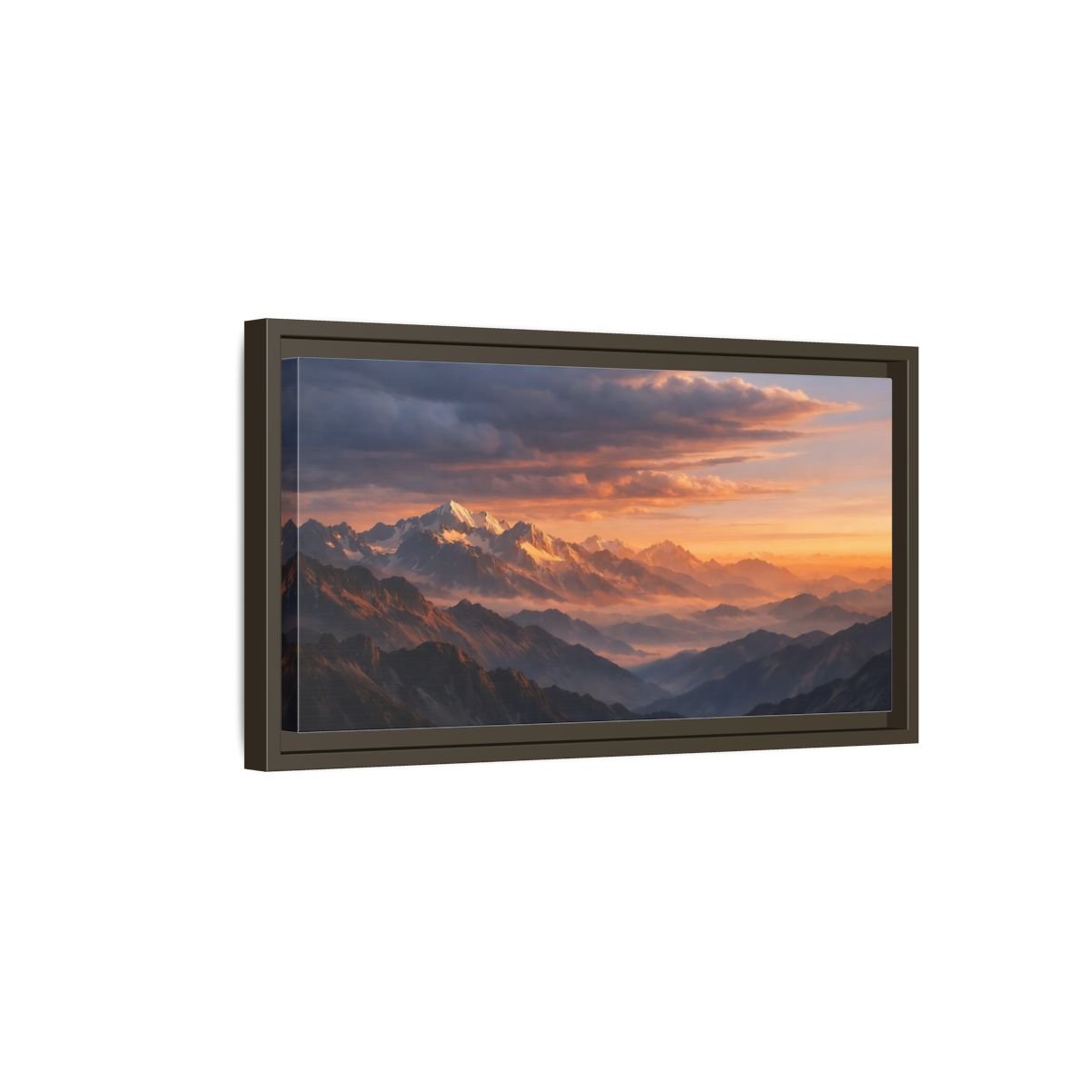 Landscape Nature Mountain Range Orange And - Framed Canvas Wall Art Print - YesArtYes