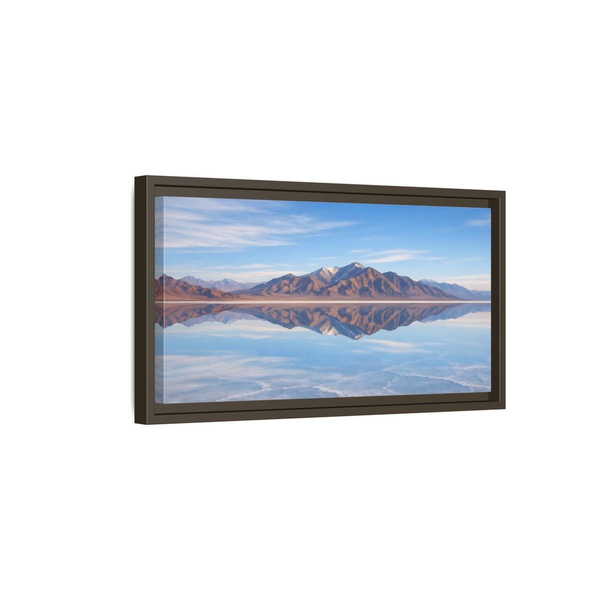 Landscape Nature Mountain Reflection Blue And - Framed Canvas Wall Art Print - YesArtYes