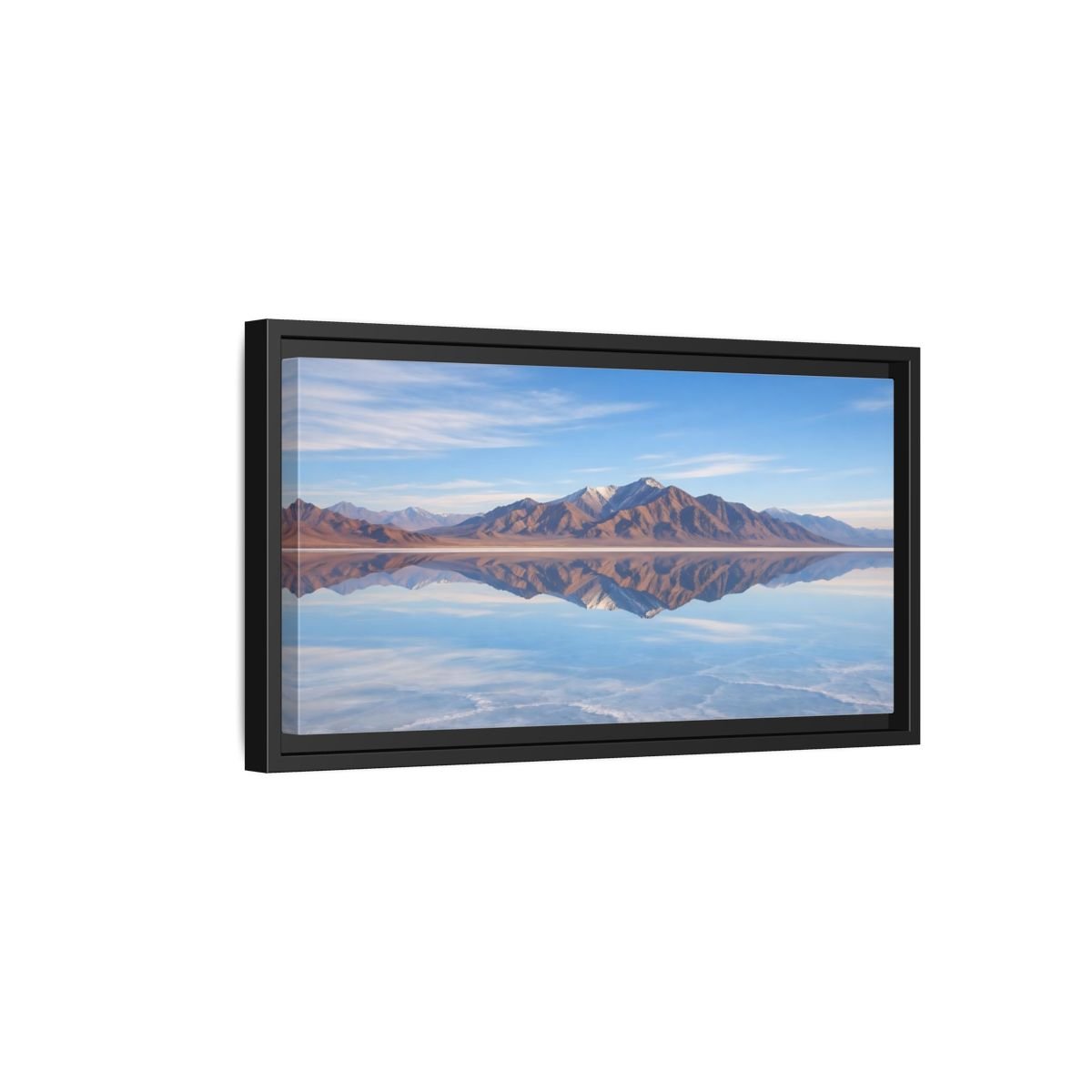 Landscape Nature Mountain Reflection Blue And - Framed Canvas Wall Art Print - YesArtYes
