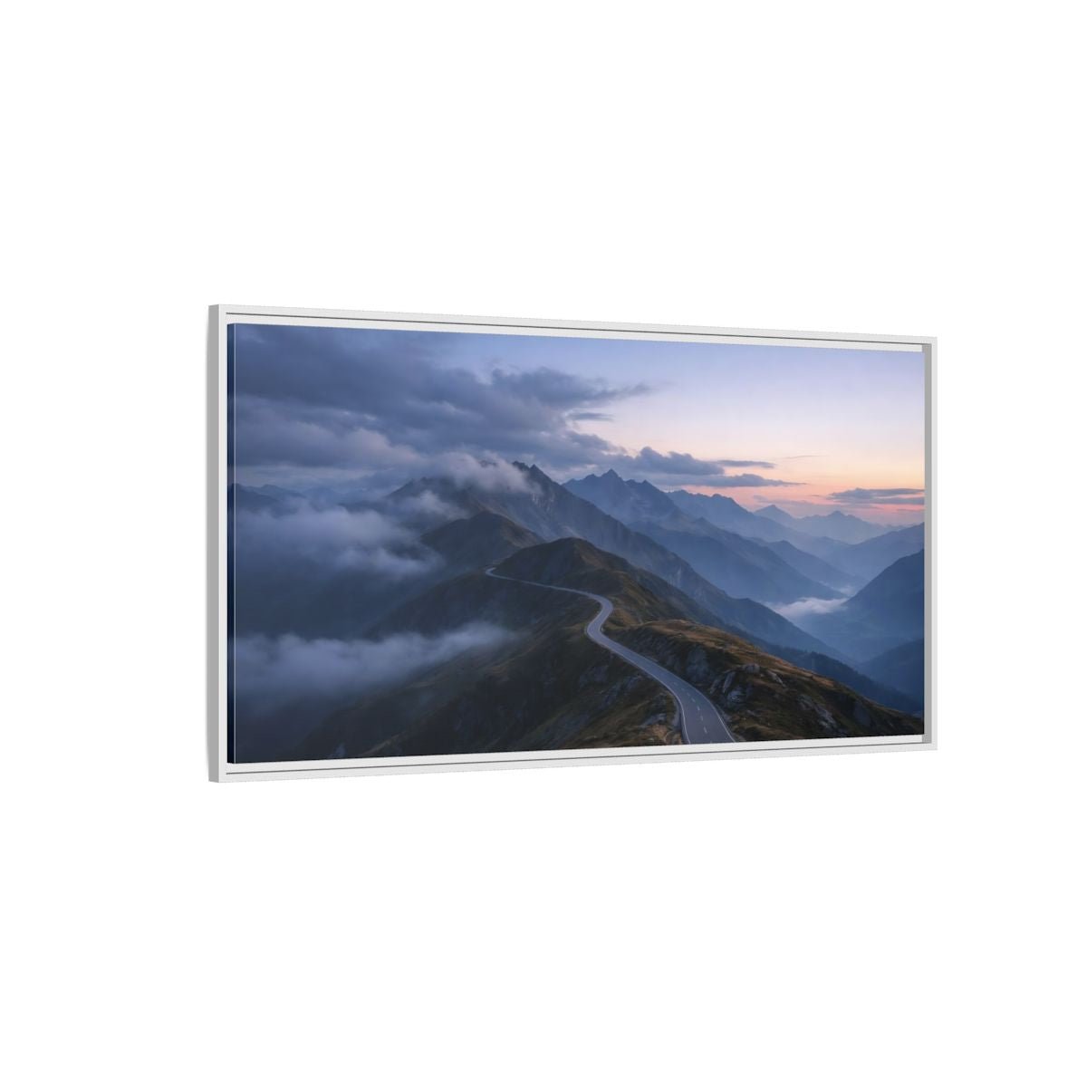 Landscape Nature Mountain Road - Framed Canvas Wall Art Print - YesArtYes