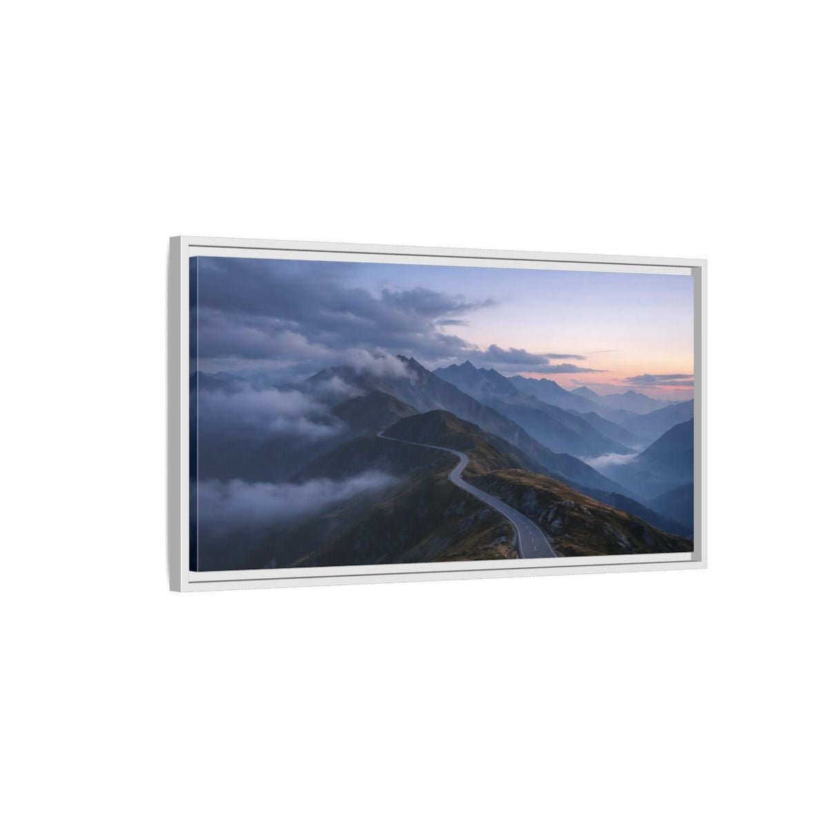 Landscape Nature Mountain Road - Framed Canvas Wall Art Print - YesArtYes