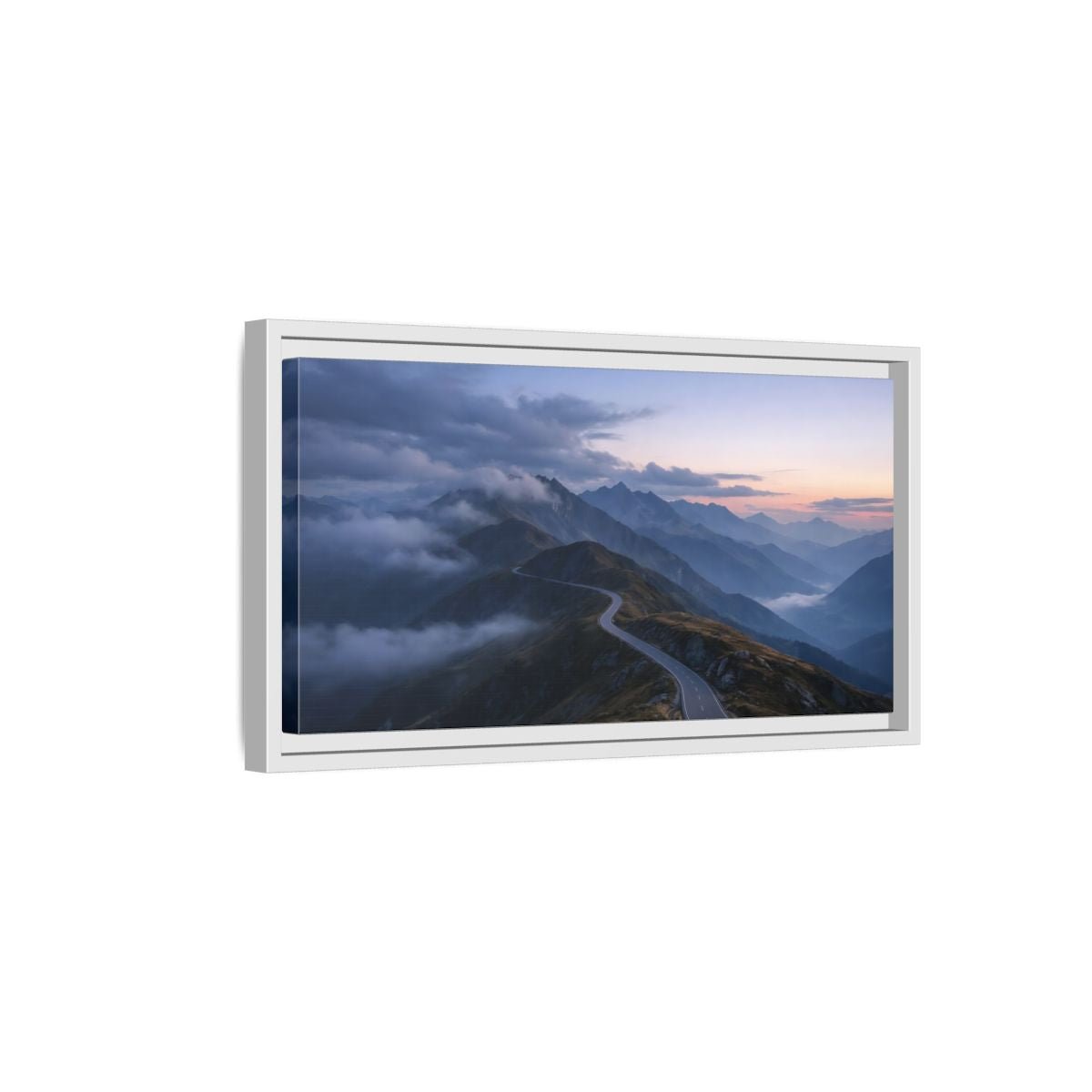 Landscape Nature Mountain Road - Framed Canvas Wall Art Print - YesArtYes