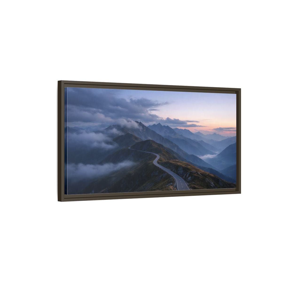 Landscape Nature Mountain Road - Framed Canvas Wall Art Print - YesArtYes