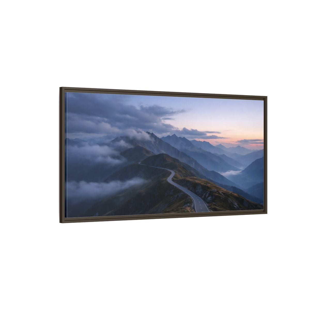 Landscape Nature Mountain Road - Framed Canvas Wall Art Print - YesArtYes
