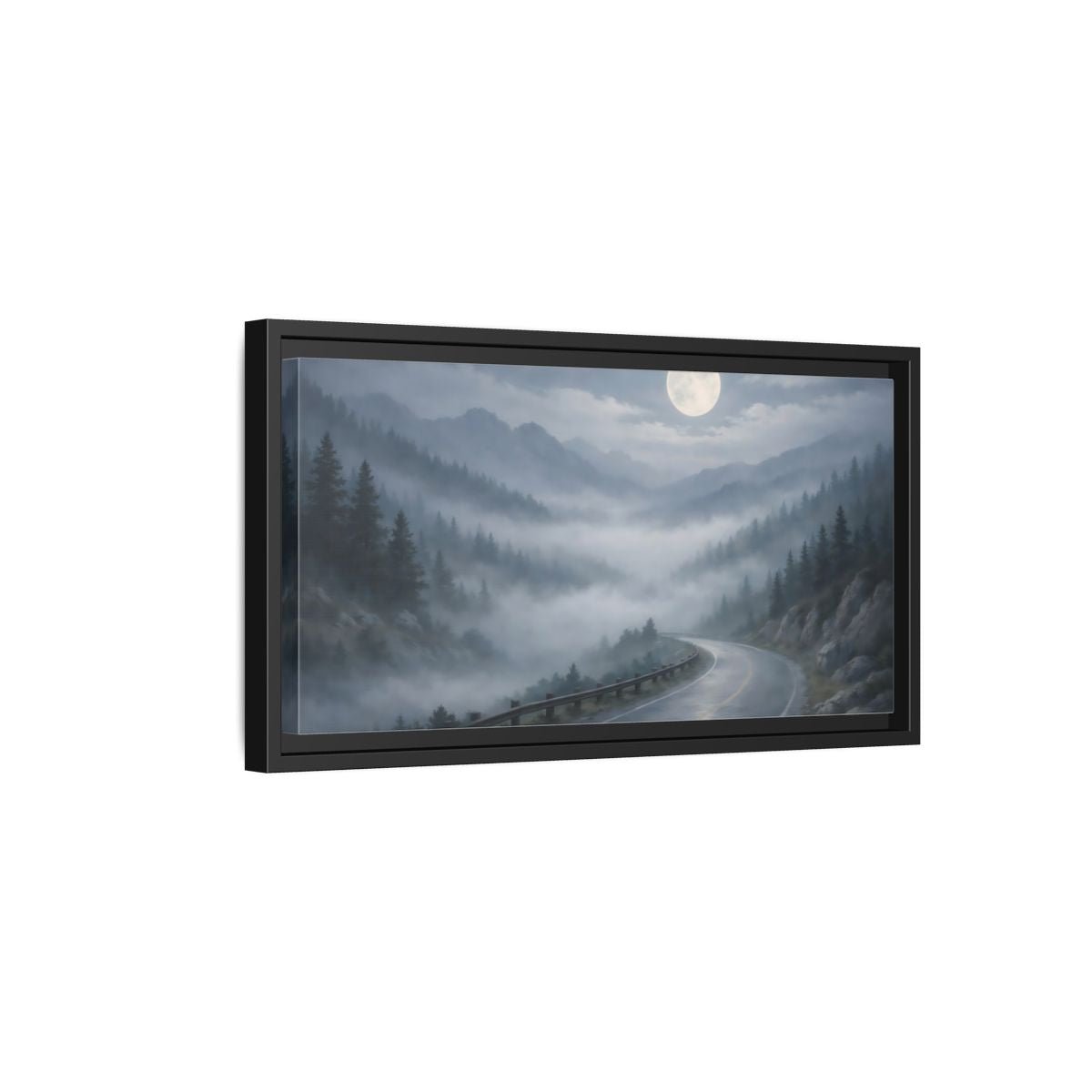 Landscape Nature Mountain Road Misty - Framed Canvas Wall Art Print - YesArtYes