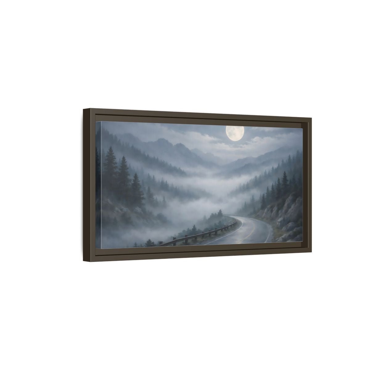Landscape Nature Mountain Road Misty - Framed Canvas Wall Art Print - YesArtYes