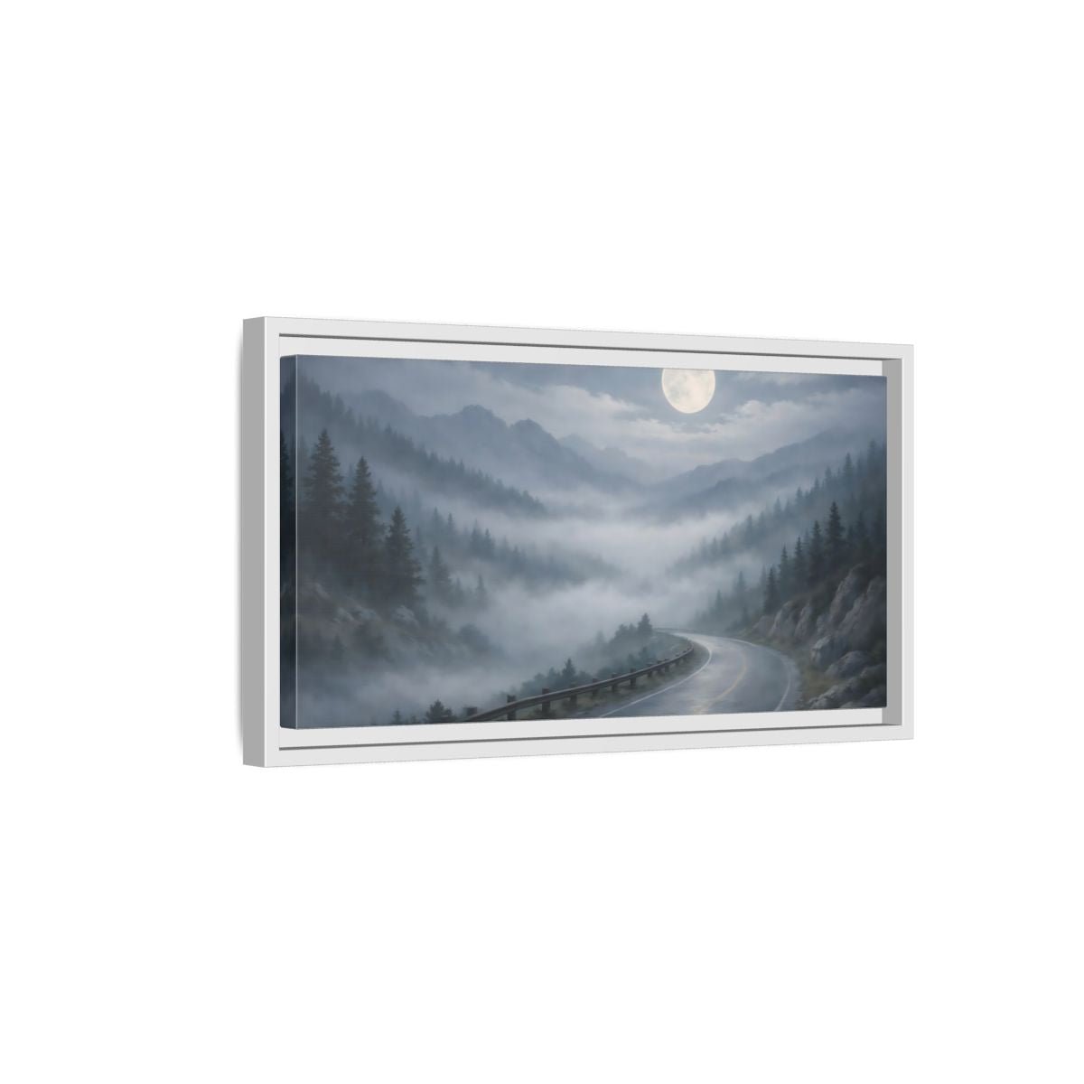 Landscape Nature Mountain Road Misty - Framed Canvas Wall Art Print - YesArtYes