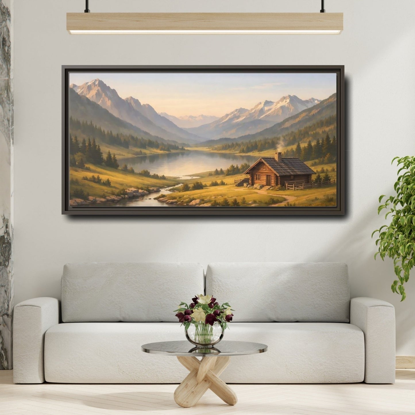 Landscape Nature Mountain Rustic - Framed Canvas Wall Art Print - YesArtYes