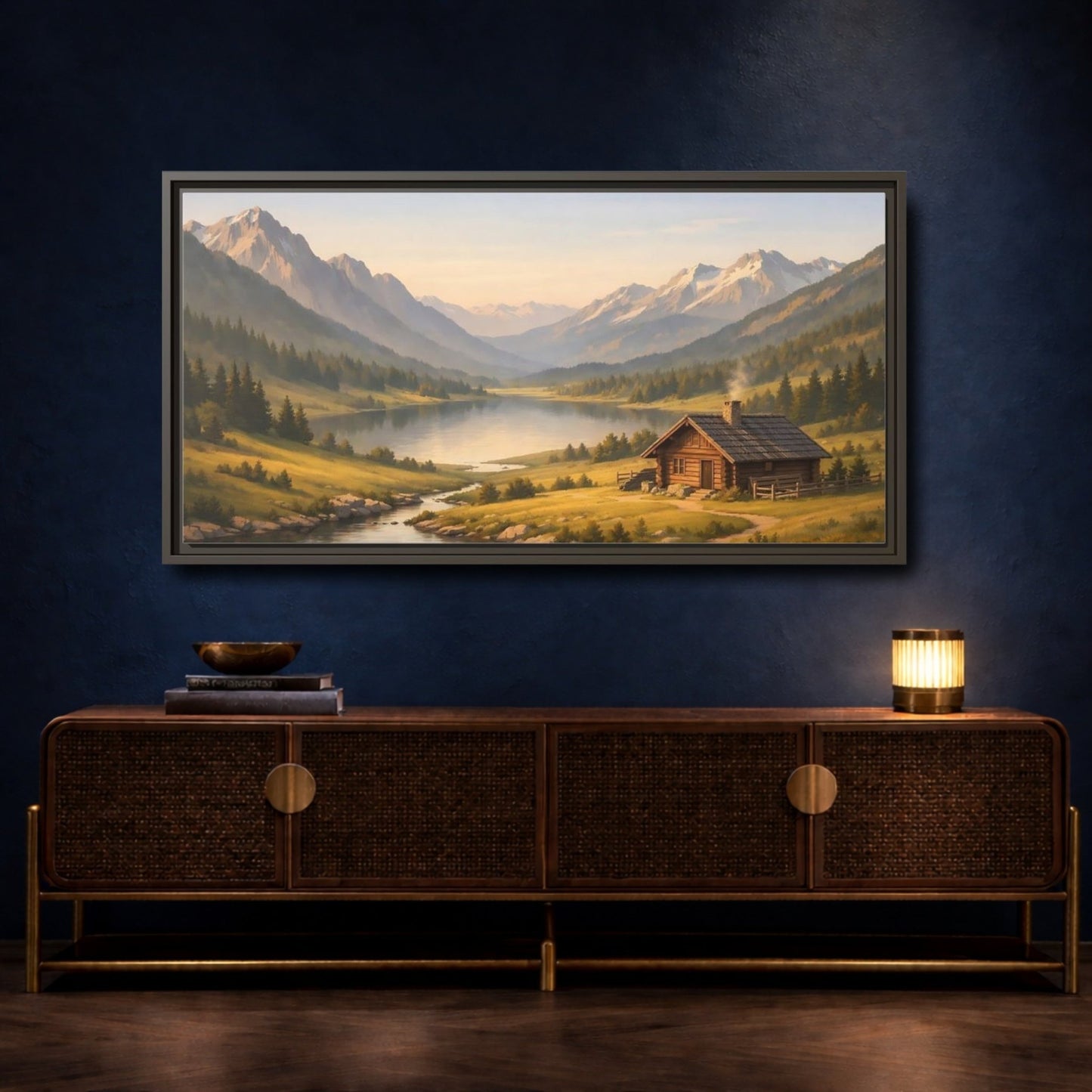 Landscape Nature Mountain Rustic - Framed Canvas Wall Art Print - YesArtYes
