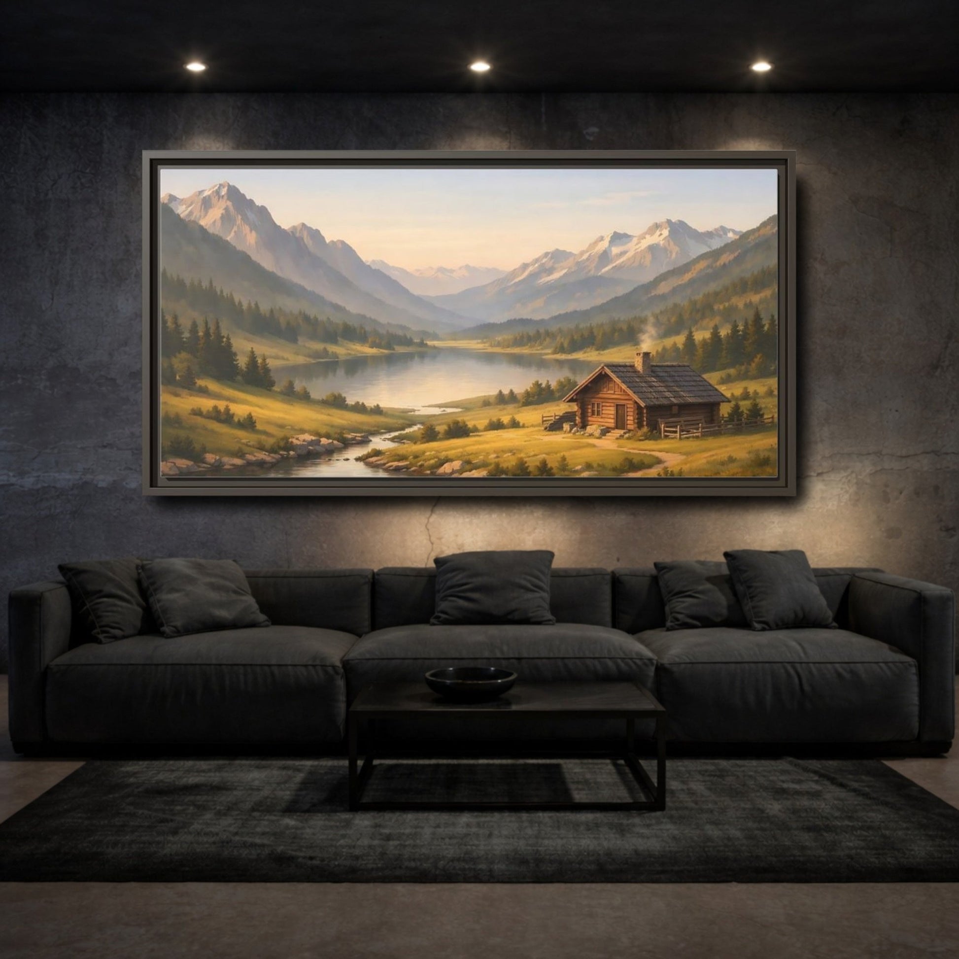 Landscape Nature Mountain Rustic - Framed Canvas Wall Art Print - YesArtYes