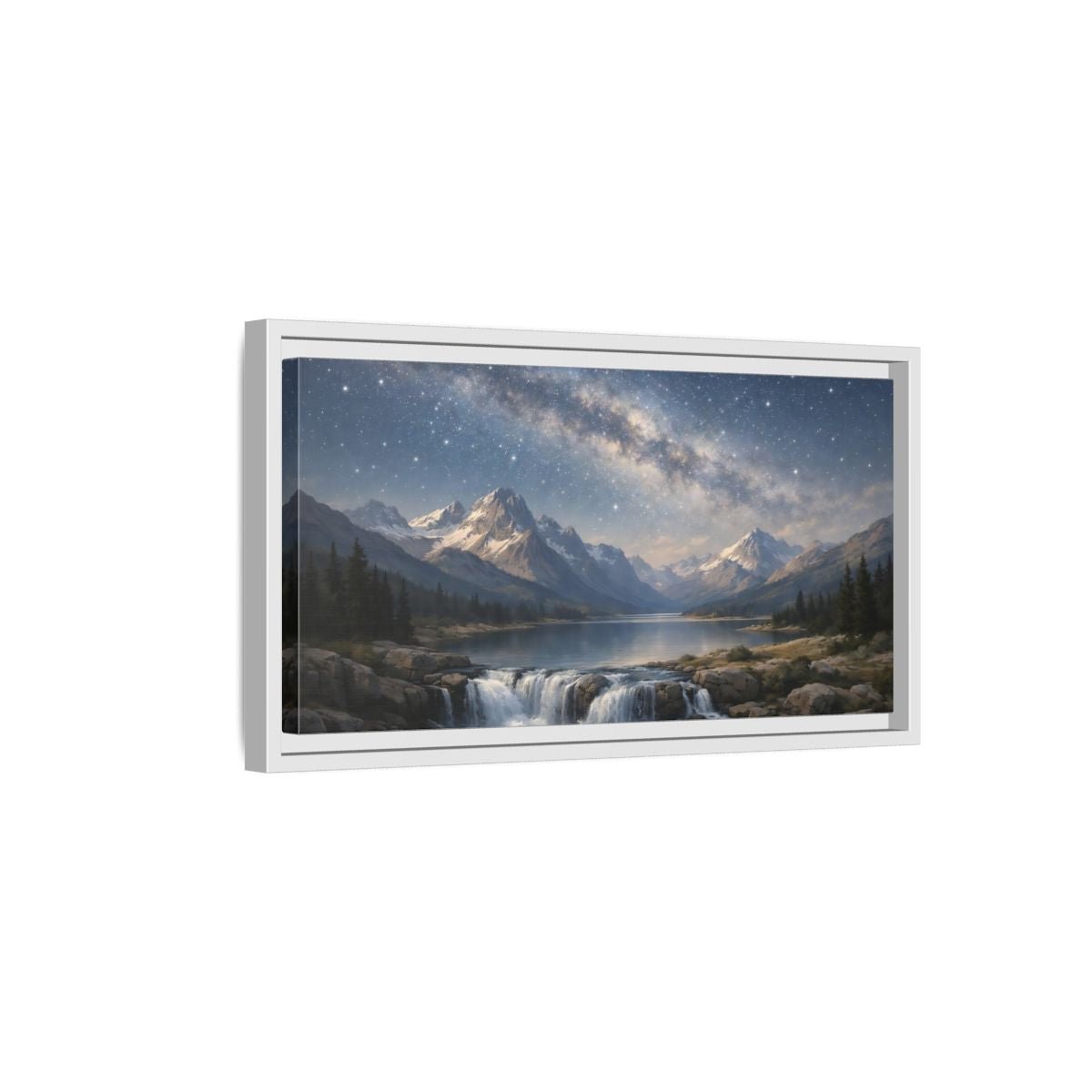 Landscape Nature Mountain Starry Night - Framed Canvas Wall Art Print - YesArtYes