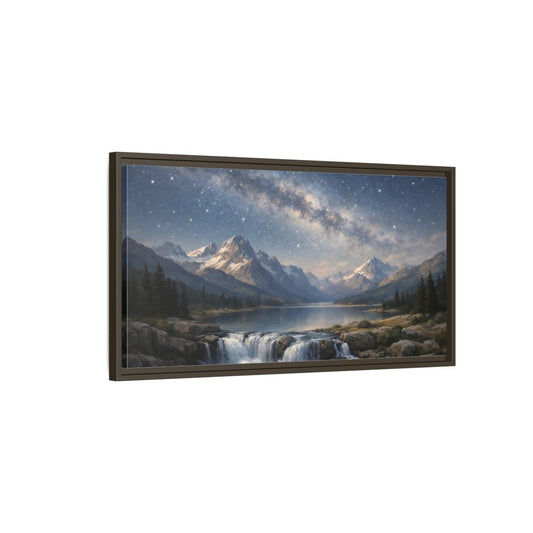 Landscape Nature Mountain Starry Night - Framed Canvas Wall Art Print - YesArtYes