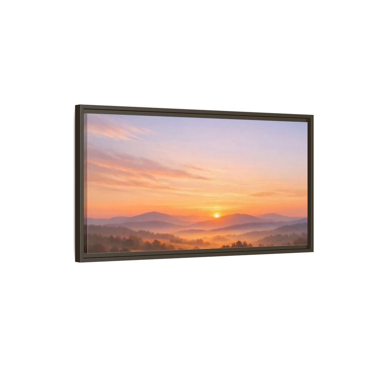 Landscape Nature Mountain Sunrise Orange Purple - Framed Canvas Wall Art Print - YesArtYes