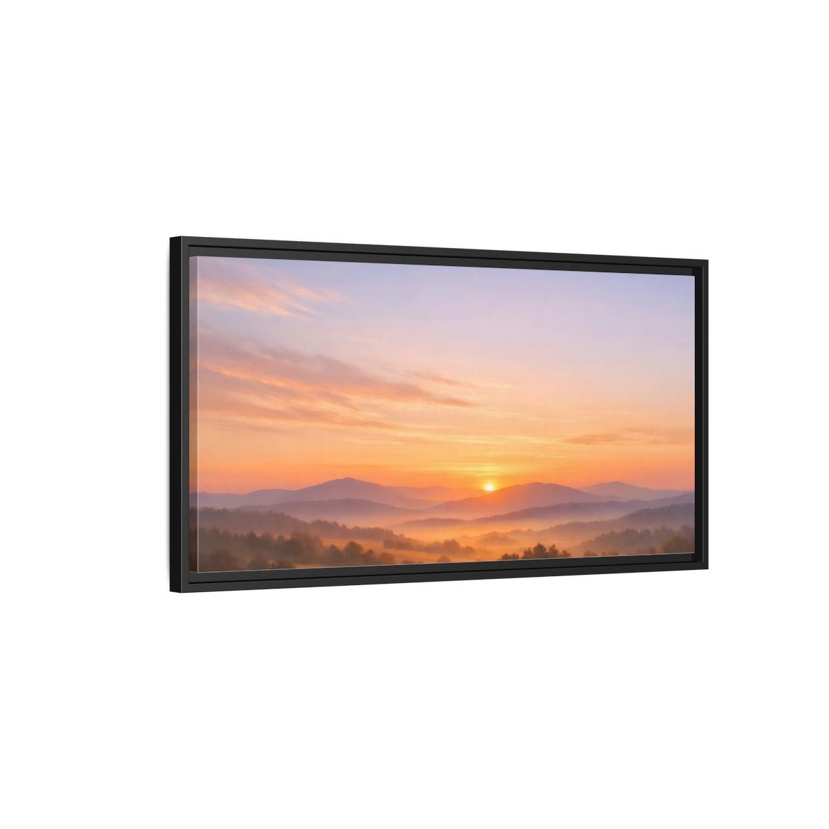 Landscape Nature Mountain Sunrise Orange Purple - Framed Canvas Wall Art Print - YesArtYes