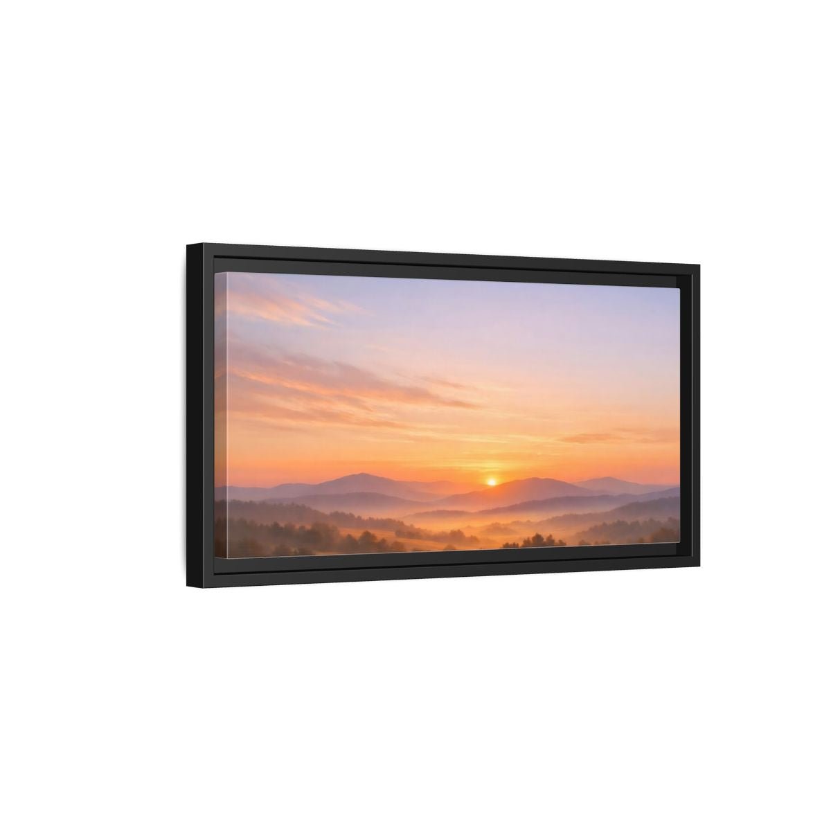 Landscape Nature Mountain Sunrise Orange Purple - Framed Canvas Wall Art Print - YesArtYes