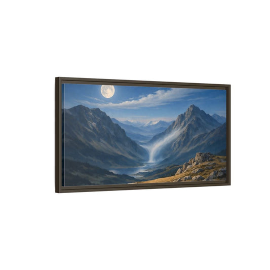 Landscape Nature Mountain Valley Blue - Framed Canvas Wall Art Print - YesArtYes