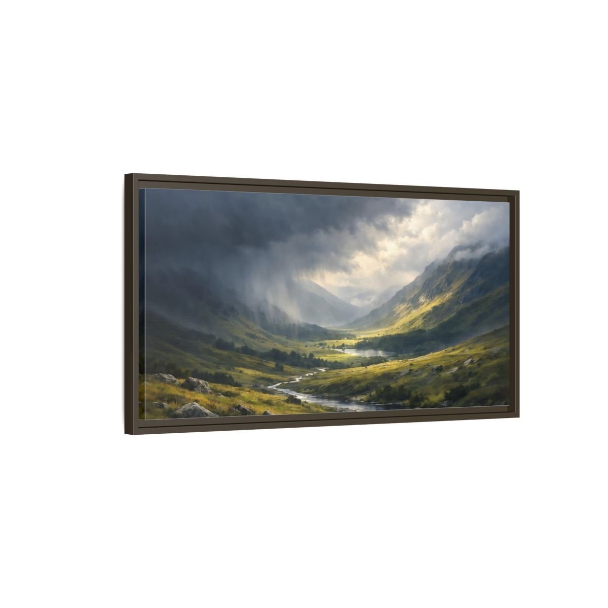 Landscape Nature Mountain Valley Dramatic - Framed Canvas Wall Art Print - YesArtYes