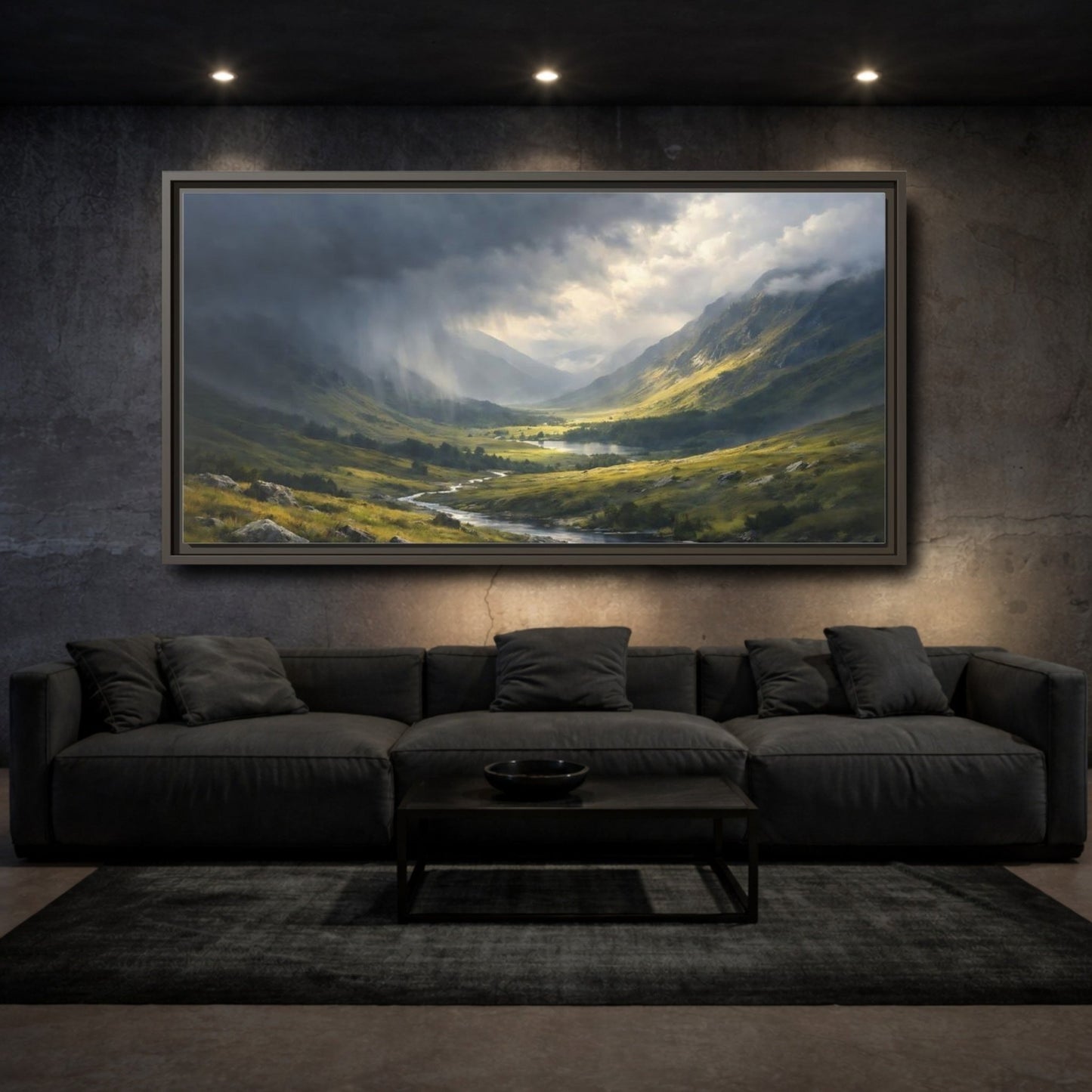 Landscape Nature Mountain Valley Dramatic - Framed Canvas Wall Art Print - YesArtYes
