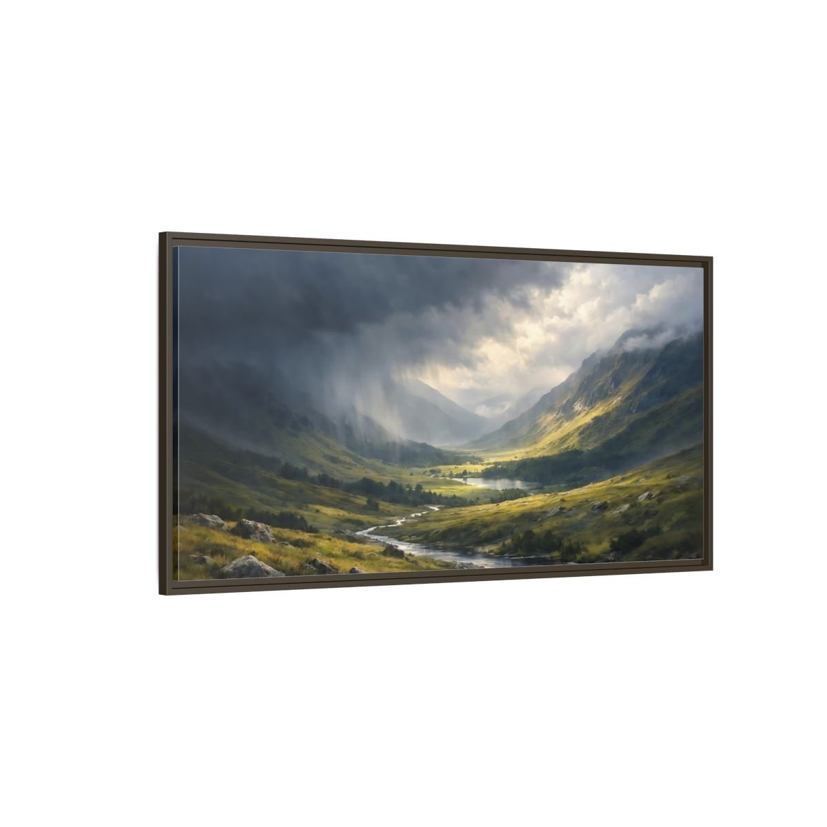 Landscape Nature Mountain Valley Dramatic - Framed Canvas Wall Art Print - YesArtYes