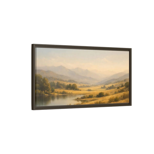 Landscape Nature Mountain Valley Golden - Framed Canvas Wall Art Print - YesArtYes