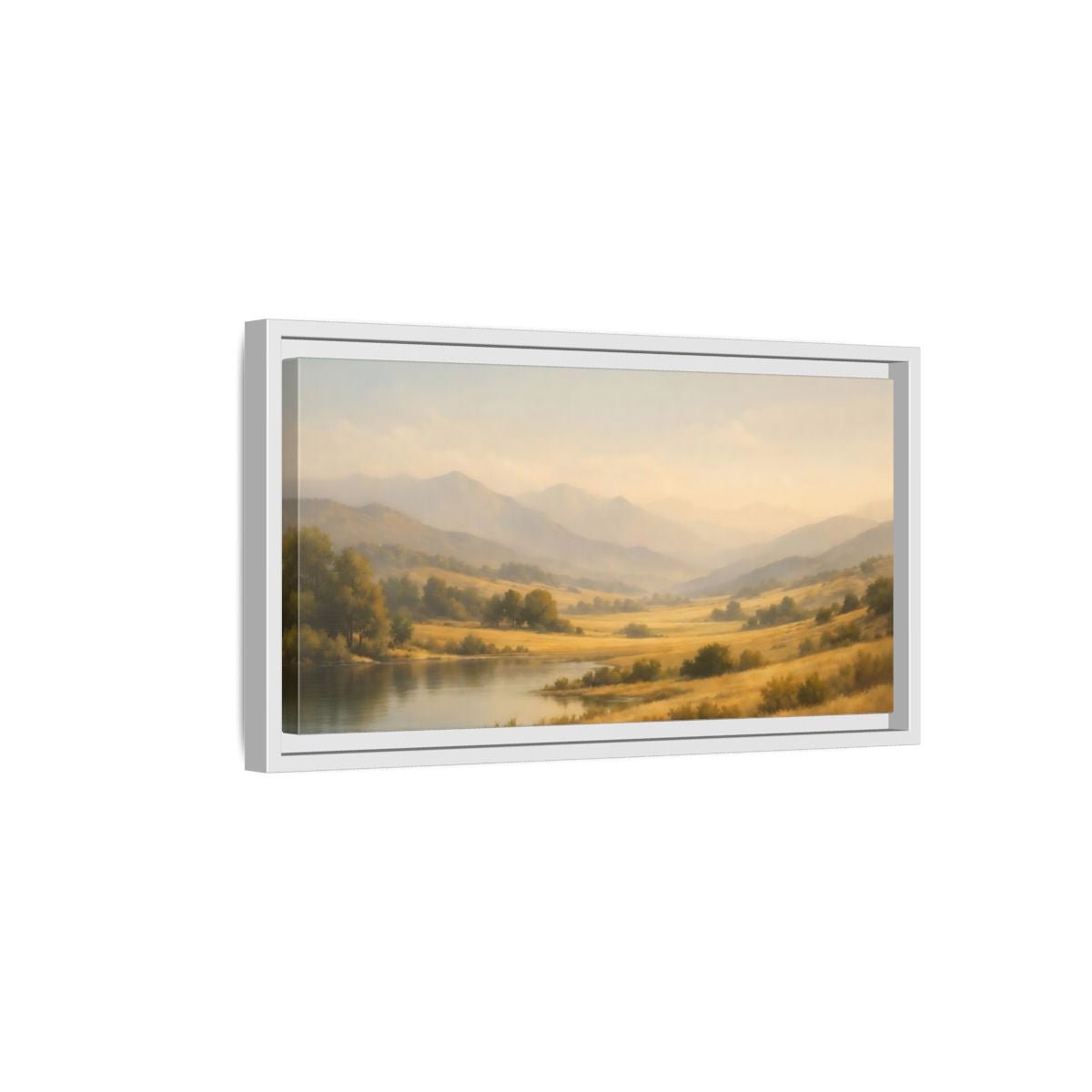 Landscape Nature Mountain Valley Golden - Framed Canvas Wall Art Print - YesArtYes