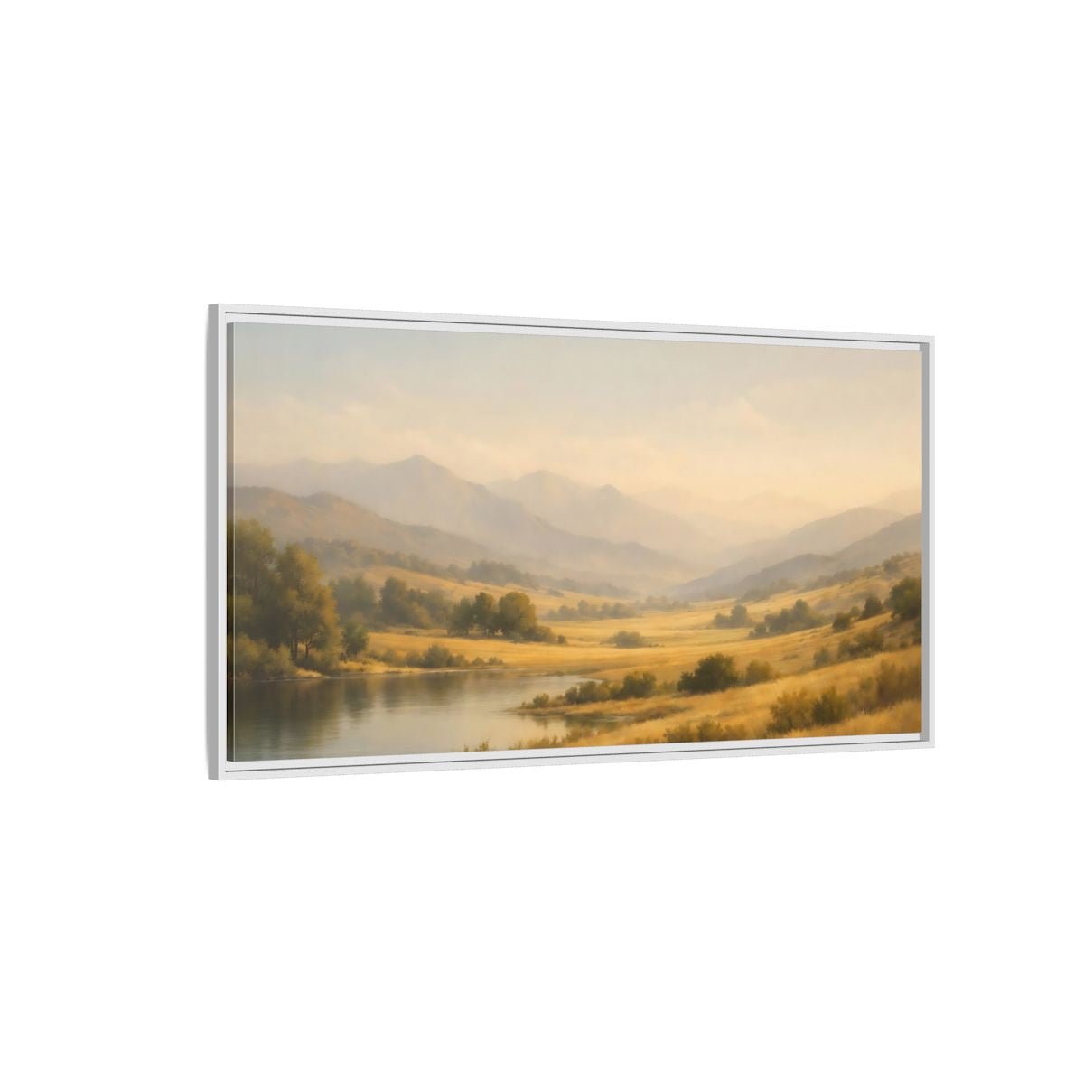 Landscape Nature Mountain Valley Golden - Framed Canvas Wall Art Print - YesArtYes