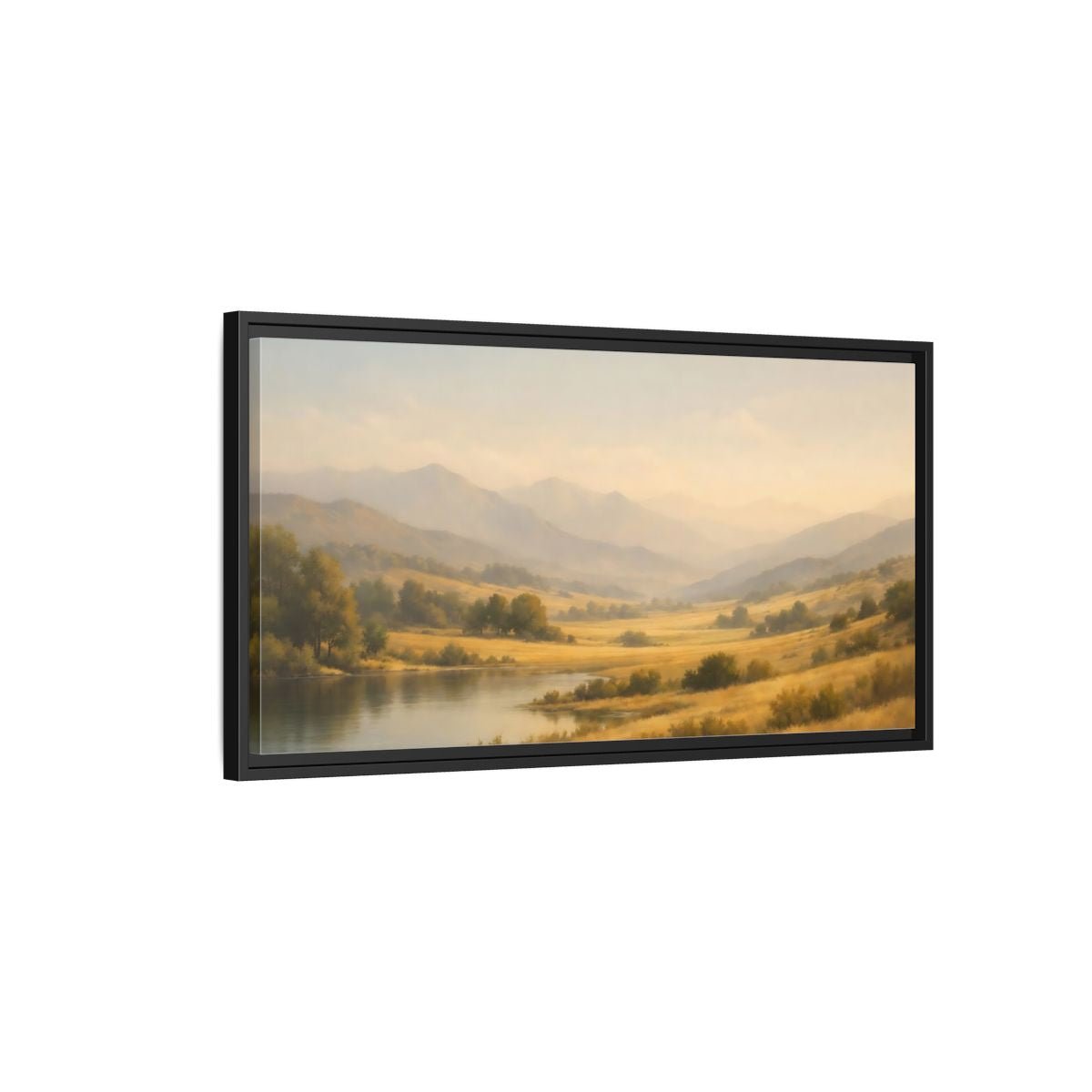 Landscape Nature Mountain Valley Golden - Framed Canvas Wall Art Print - YesArtYes