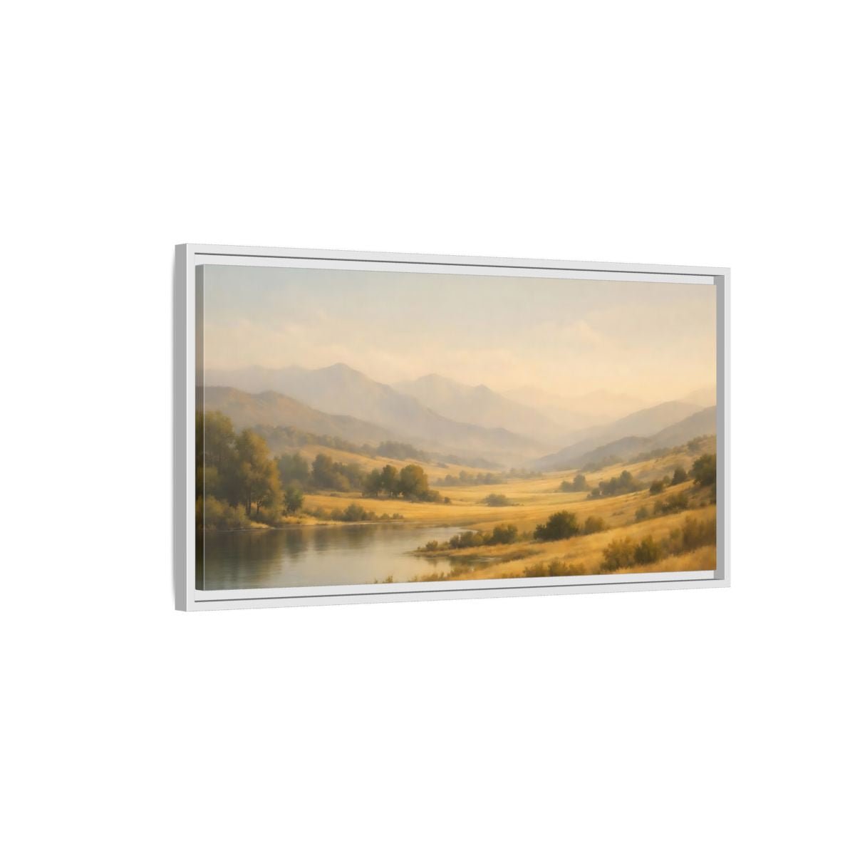 Landscape Nature Mountain Valley Golden - Framed Canvas Wall Art Print - YesArtYes