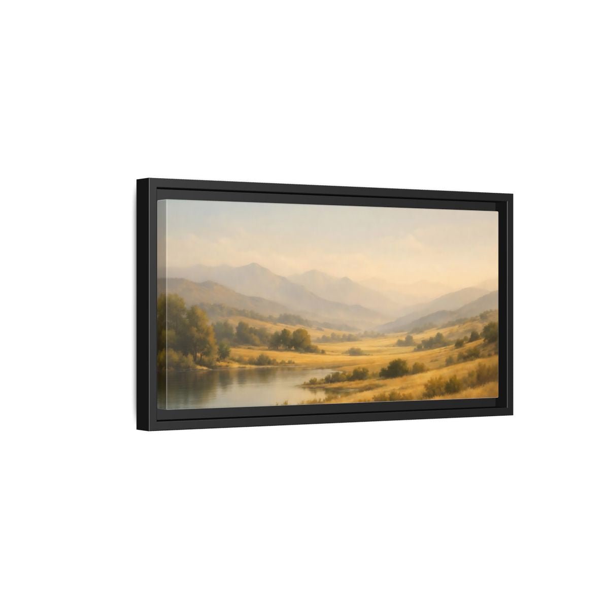 Landscape Nature Mountain Valley Golden - Framed Canvas Wall Art Print - YesArtYes