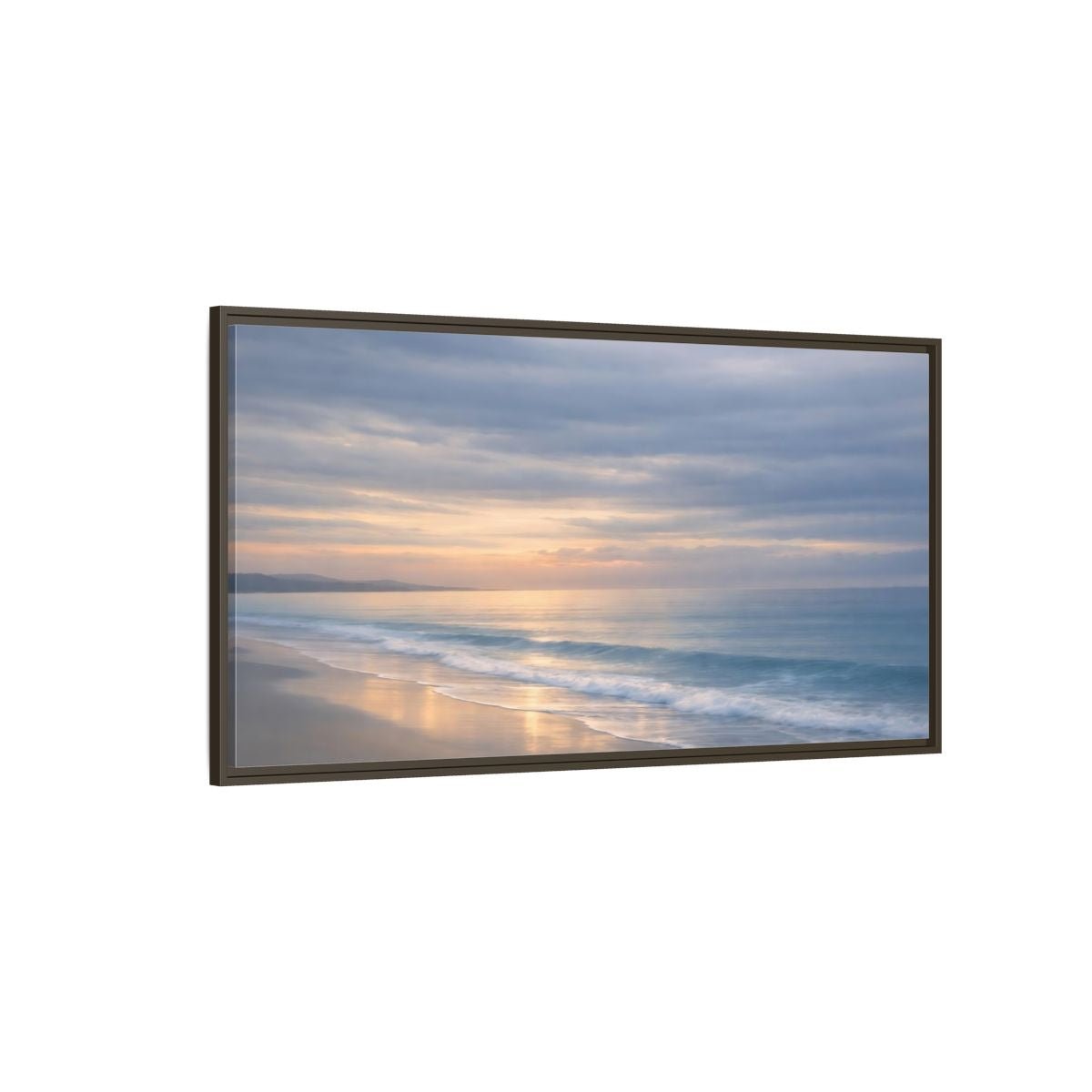 Landscape Nature Ocean Beach Pastel Sunset - Framed Canvas Wall Art Print - YesArtYes