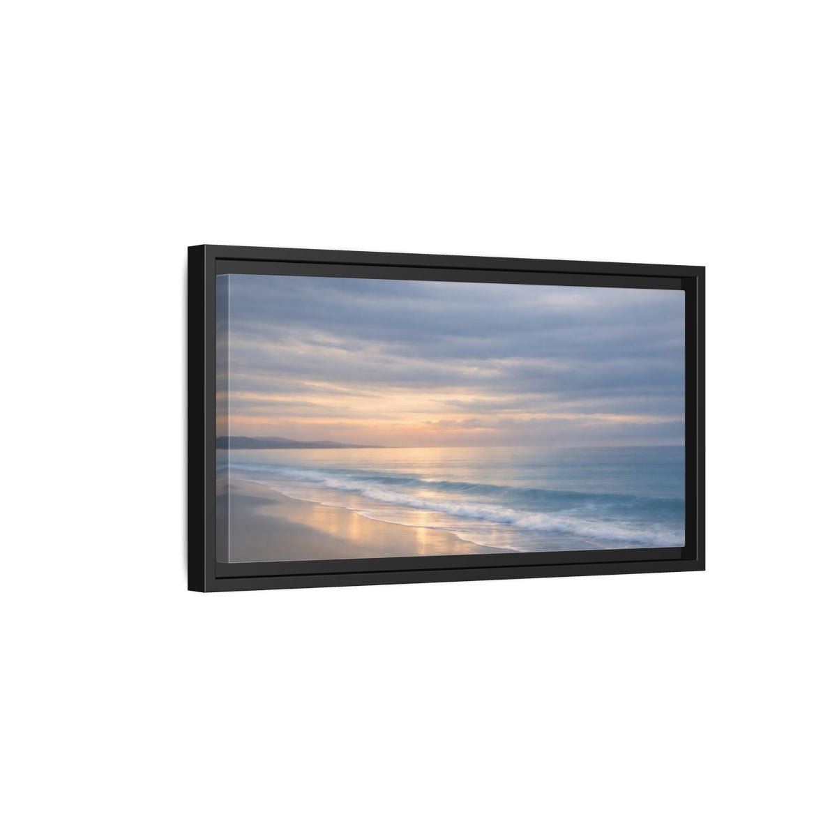 Landscape Nature Ocean Beach Pastel Sunset - Framed Canvas Wall Art Print - YesArtYes