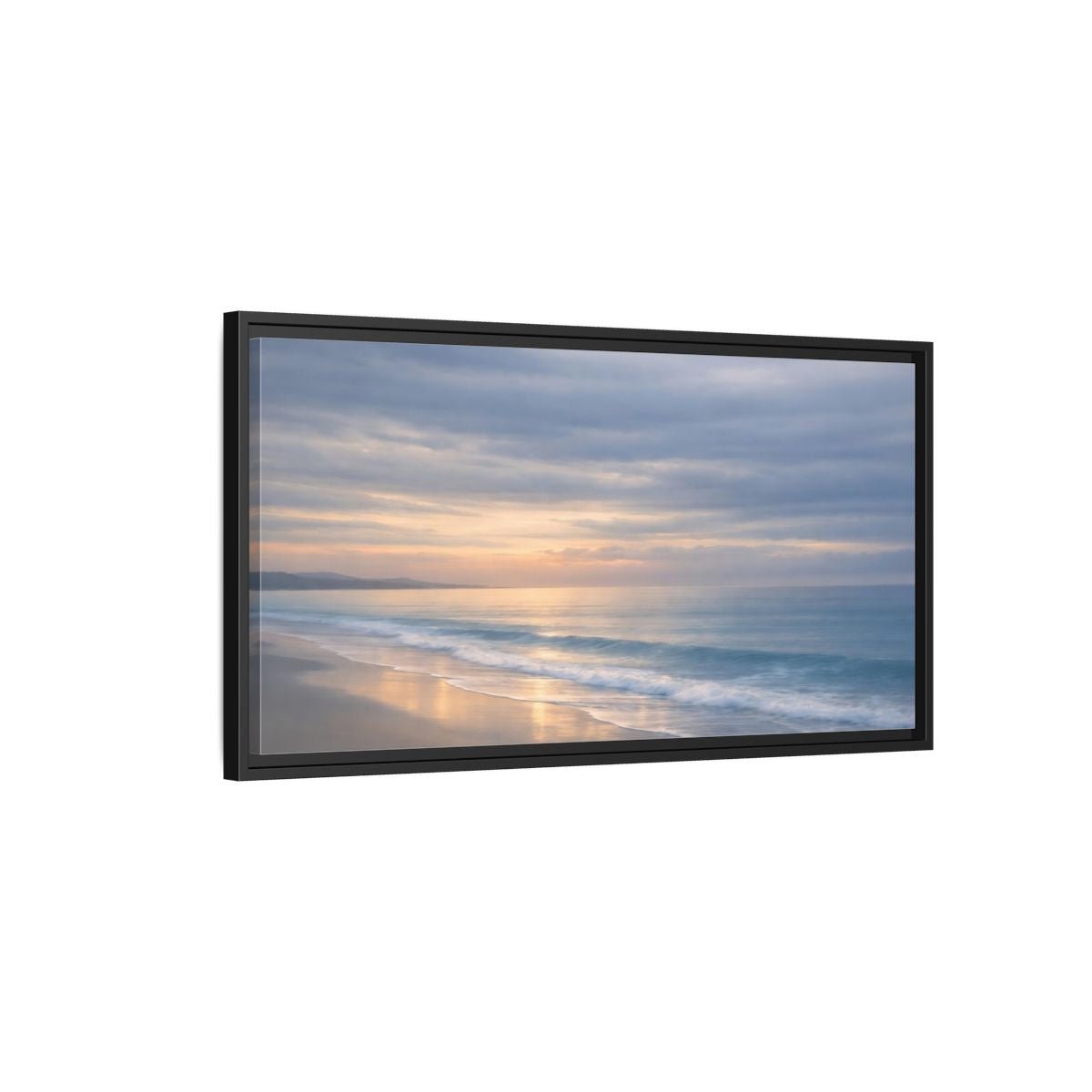Landscape Nature Ocean Beach Pastel Sunset - Framed Canvas Wall Art Print - YesArtYes