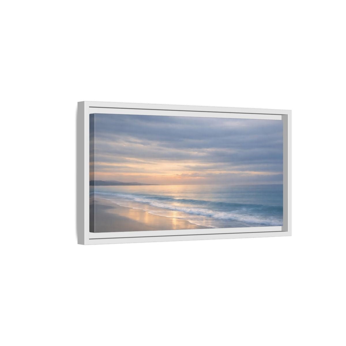 Landscape Nature Ocean Beach Pastel Sunset - Framed Canvas Wall Art Print - YesArtYes
