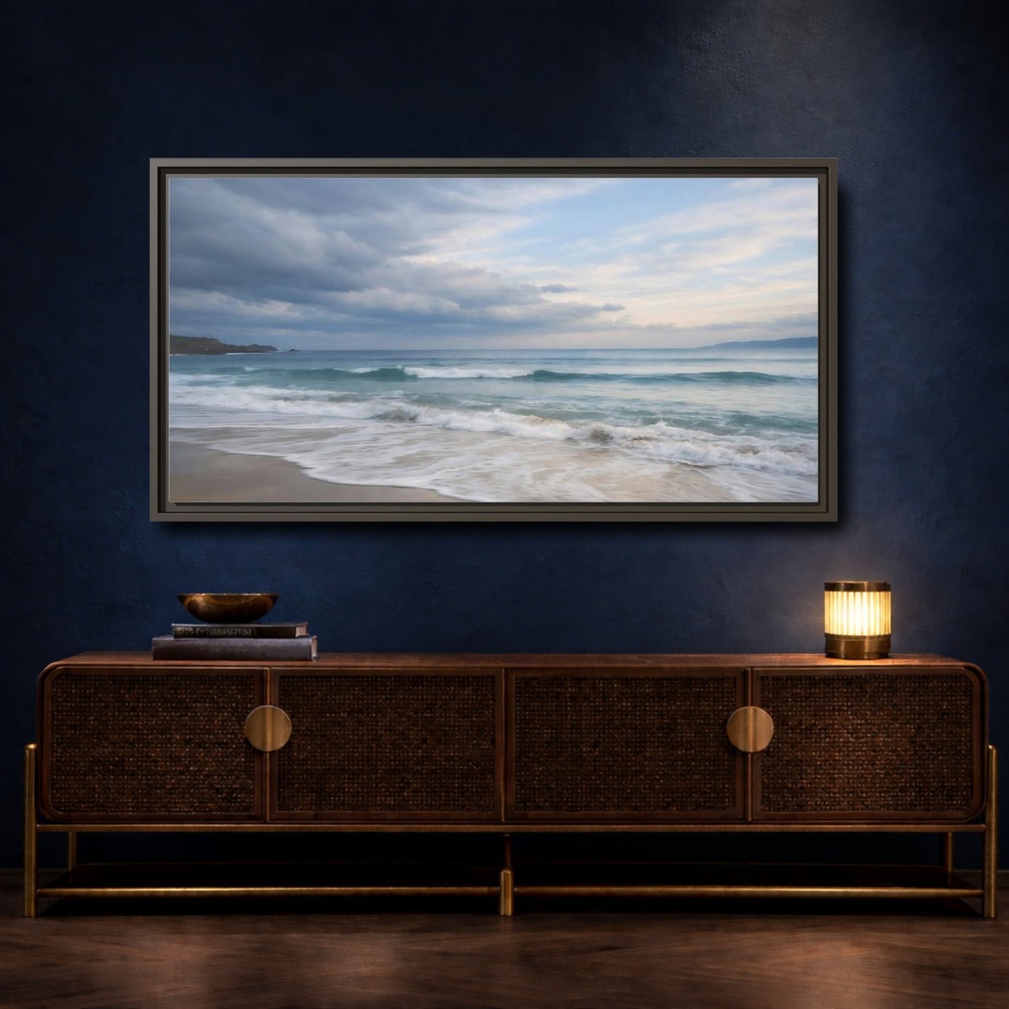 Landscape Nature Ocean Blue - Framed Canvas Wall Art Print - YesArtYes