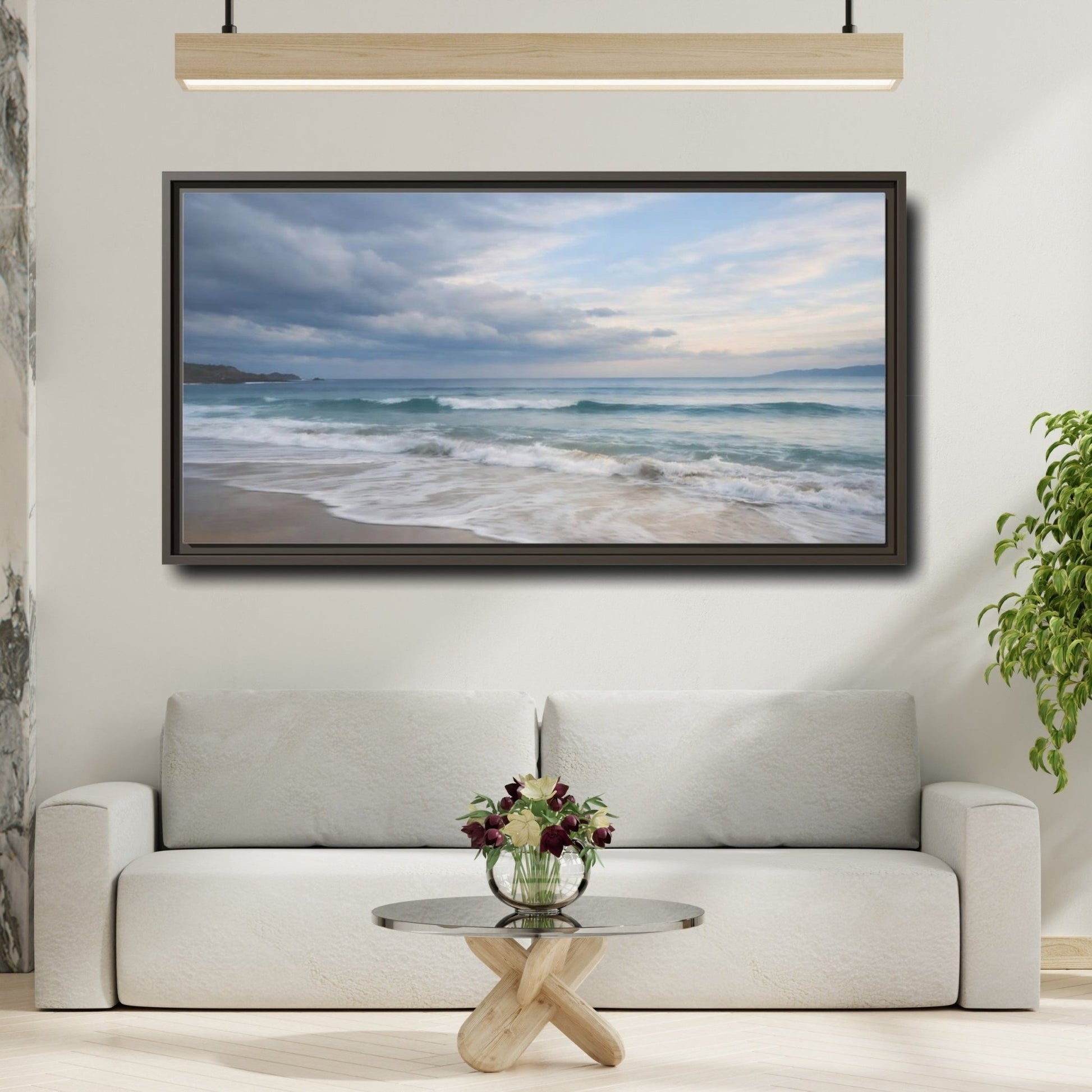 Landscape Nature Ocean Blue - Framed Canvas Wall Art Print - YesArtYes