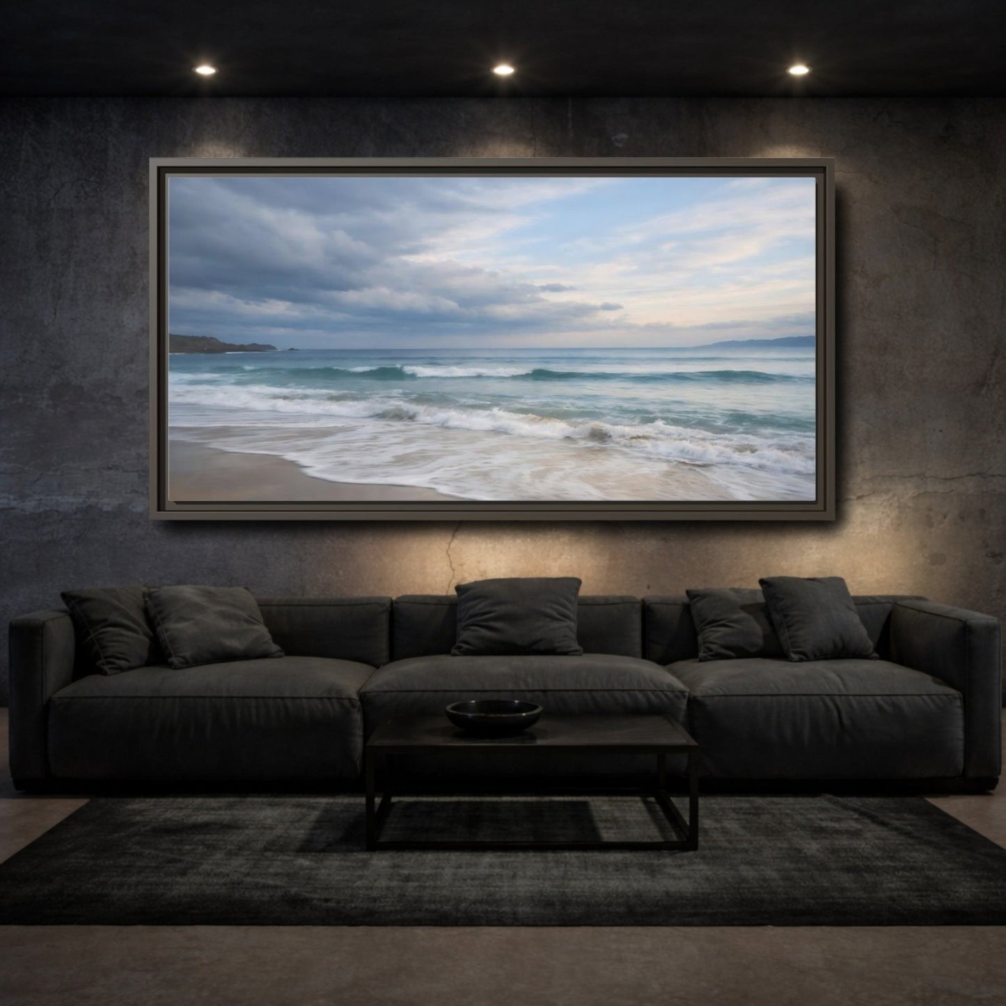 Landscape Nature Ocean Blue - Framed Canvas Wall Art Print - YesArtYes