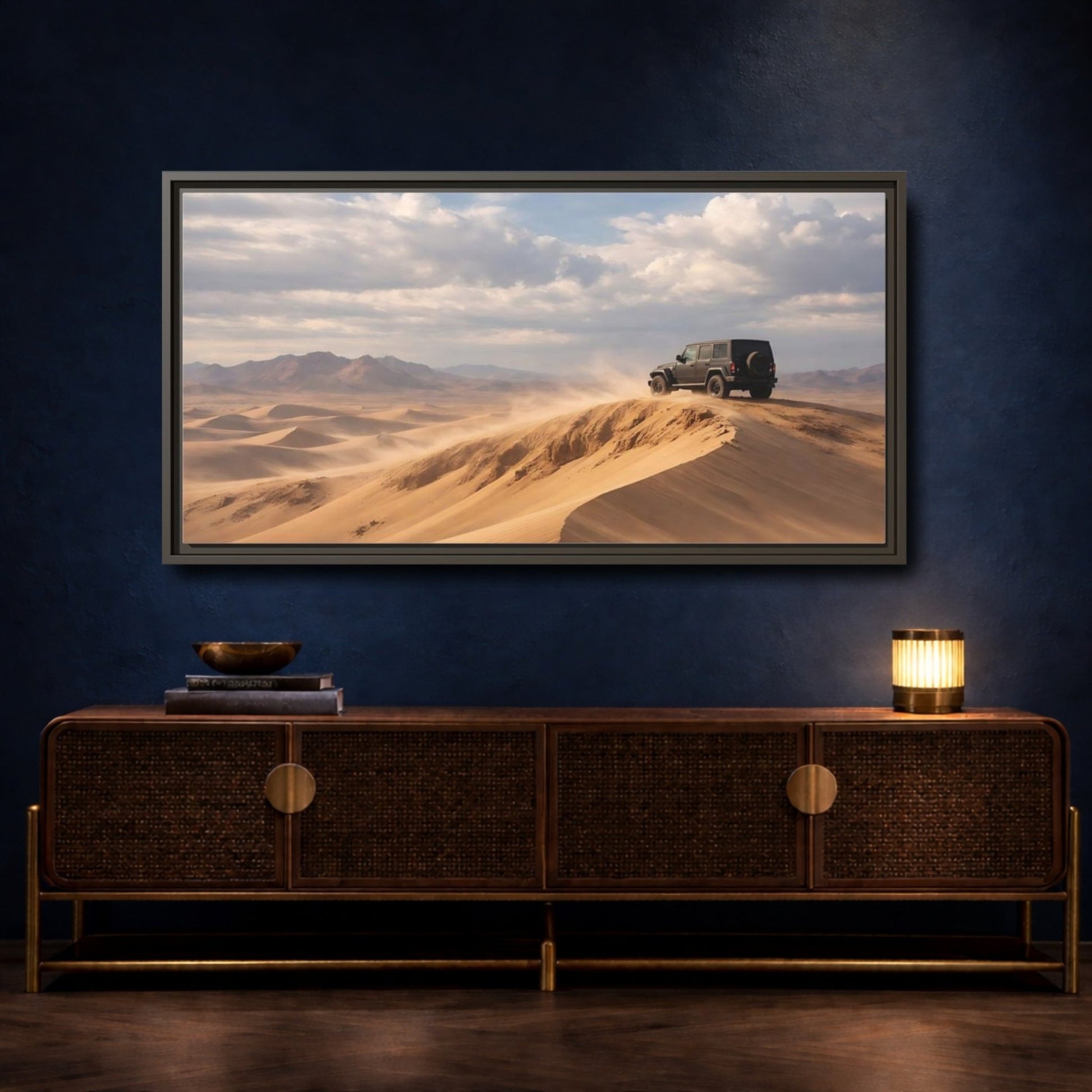 Landscape Nature Off - Road Vehicle Desert Offroad - Framed Canvas Wall Art Print - YesArtYes