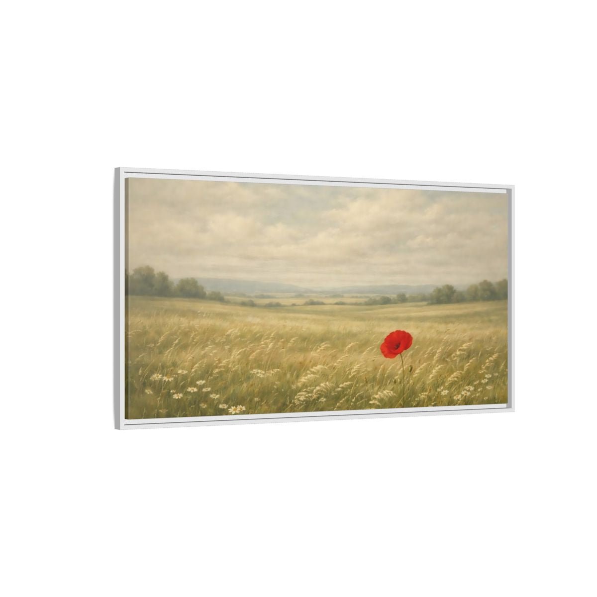 Landscape Nature Poppy Red Field - Framed Canvas Wall Art Print - YesArtYes