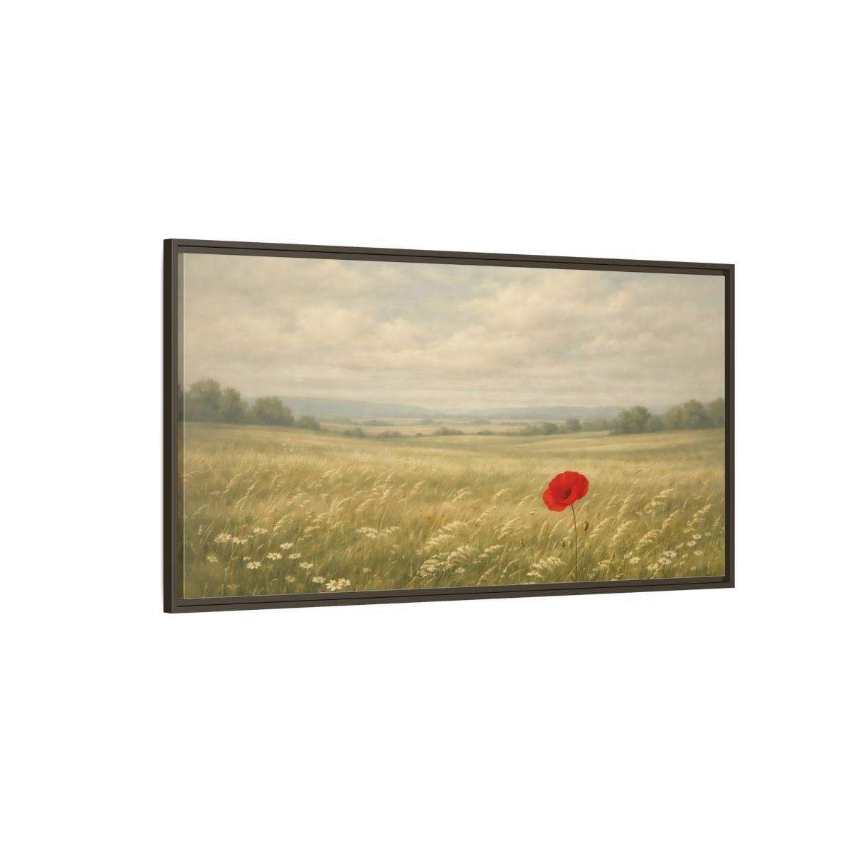 Landscape Nature Poppy Red Field - Framed Canvas Wall Art Print - YesArtYes