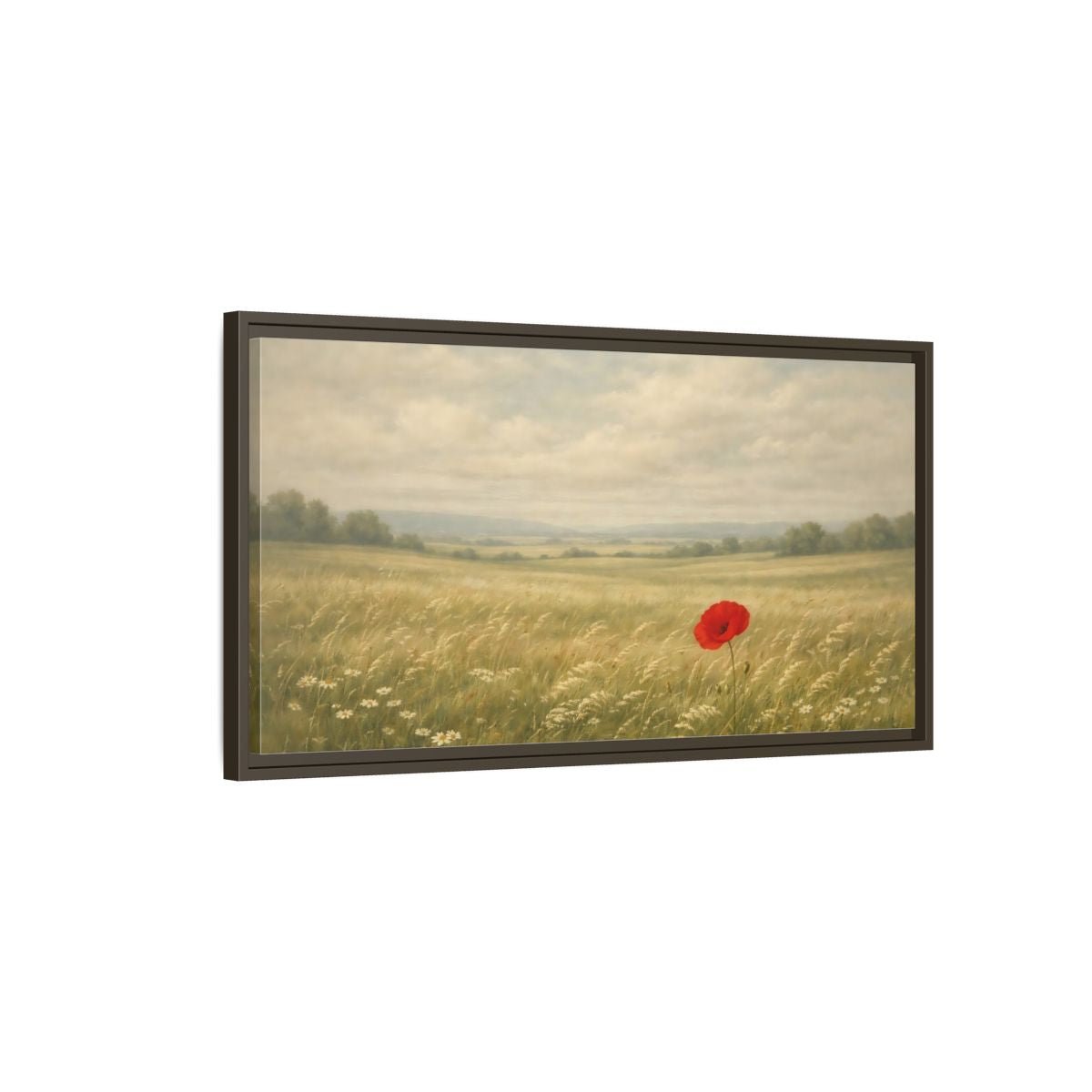Landscape Nature Poppy Red Field - Framed Canvas Wall Art Print - YesArtYes
