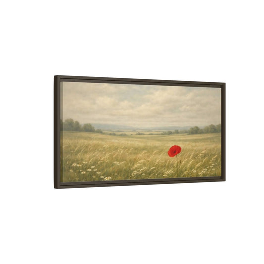 Landscape Nature Poppy Red Field - Framed Canvas Wall Art Print - YesArtYes