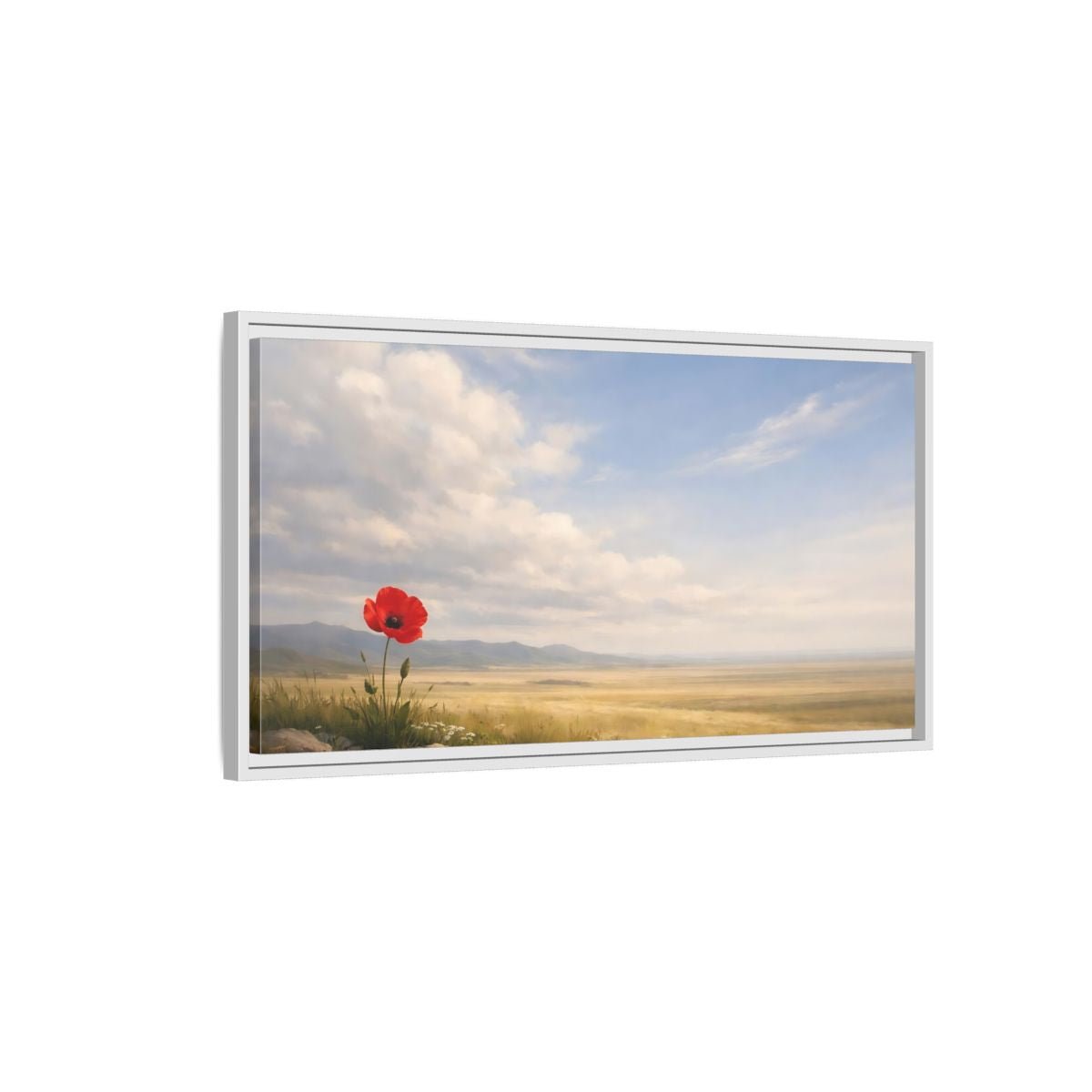 Landscape Nature Poppy Red - Framed Canvas Wall Art Print - YesArtYes