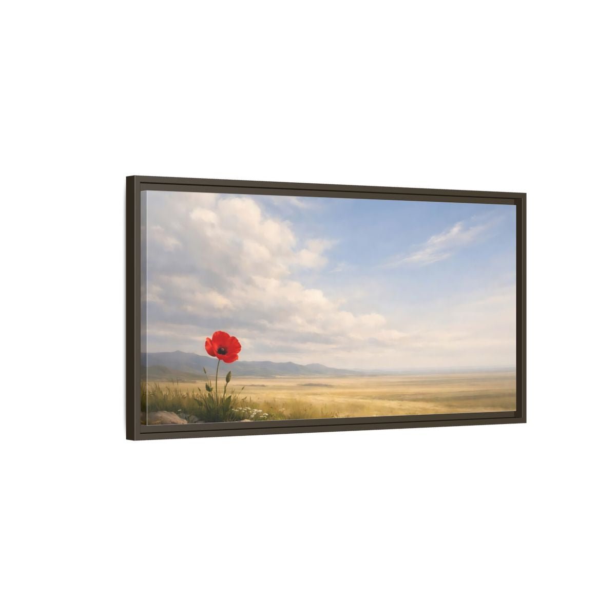 Landscape Nature Poppy Red - Framed Canvas Wall Art Print - YesArtYes